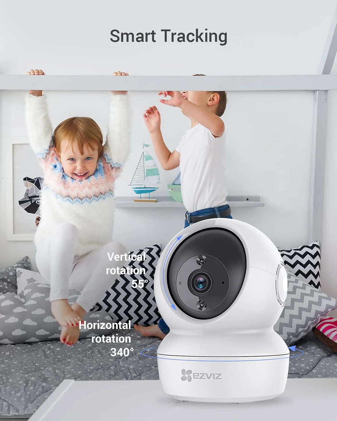 EZVIZ C6N Wewnętrzna kamera nadzorująca WiFi 1080p, 360° Pan/Tilt, WiFi 2,4 Ghz, inteligentne noktowizory z inteligentnym podczerwienią, automatyczne wykrywanie ruchu i śledzenie, dwukierunkowy dźwięk
