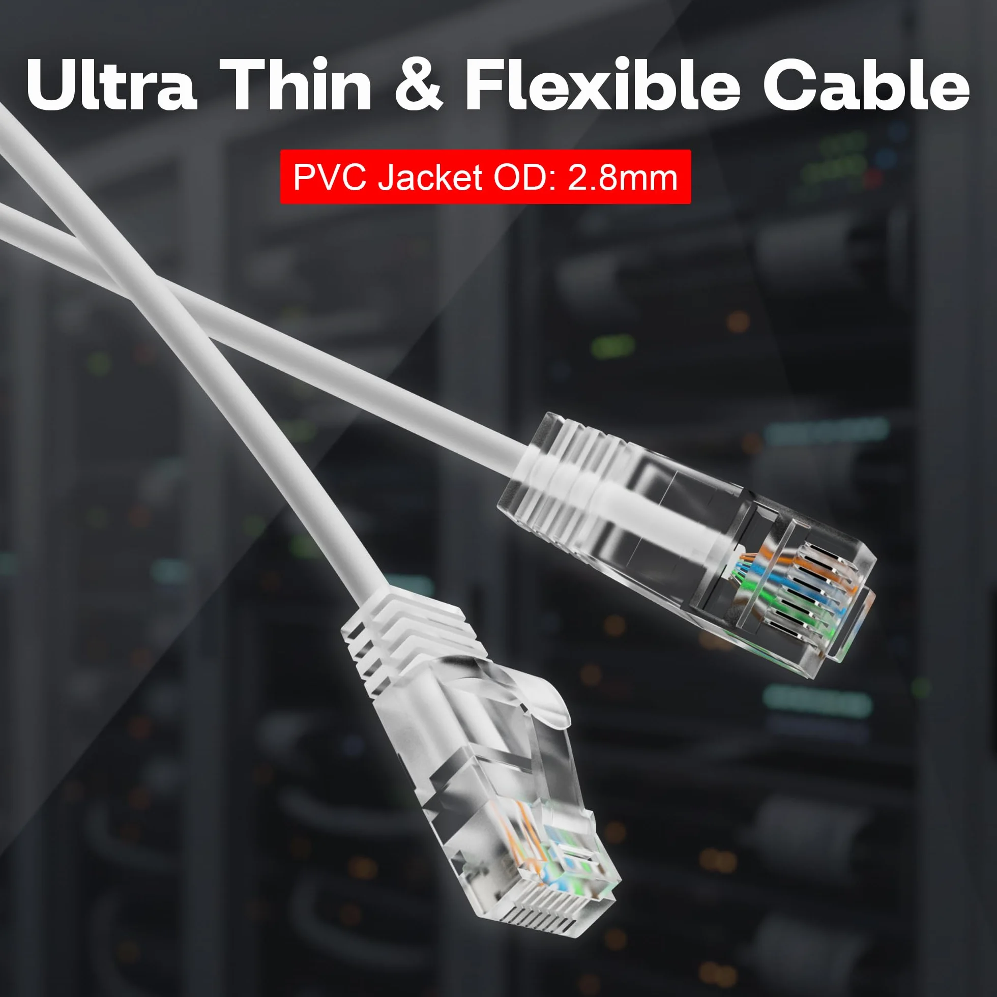 Ultra cienki/cienki OD:2,8 mm CAT 6 kabel Ethernet (6 szt.), 0,15 m, elastyczny kabel sieciowy UTP 1,0 Gbit/s, RJ45 biały kabel LAN, do sieci domowych, modemów, routerów, skrzynek