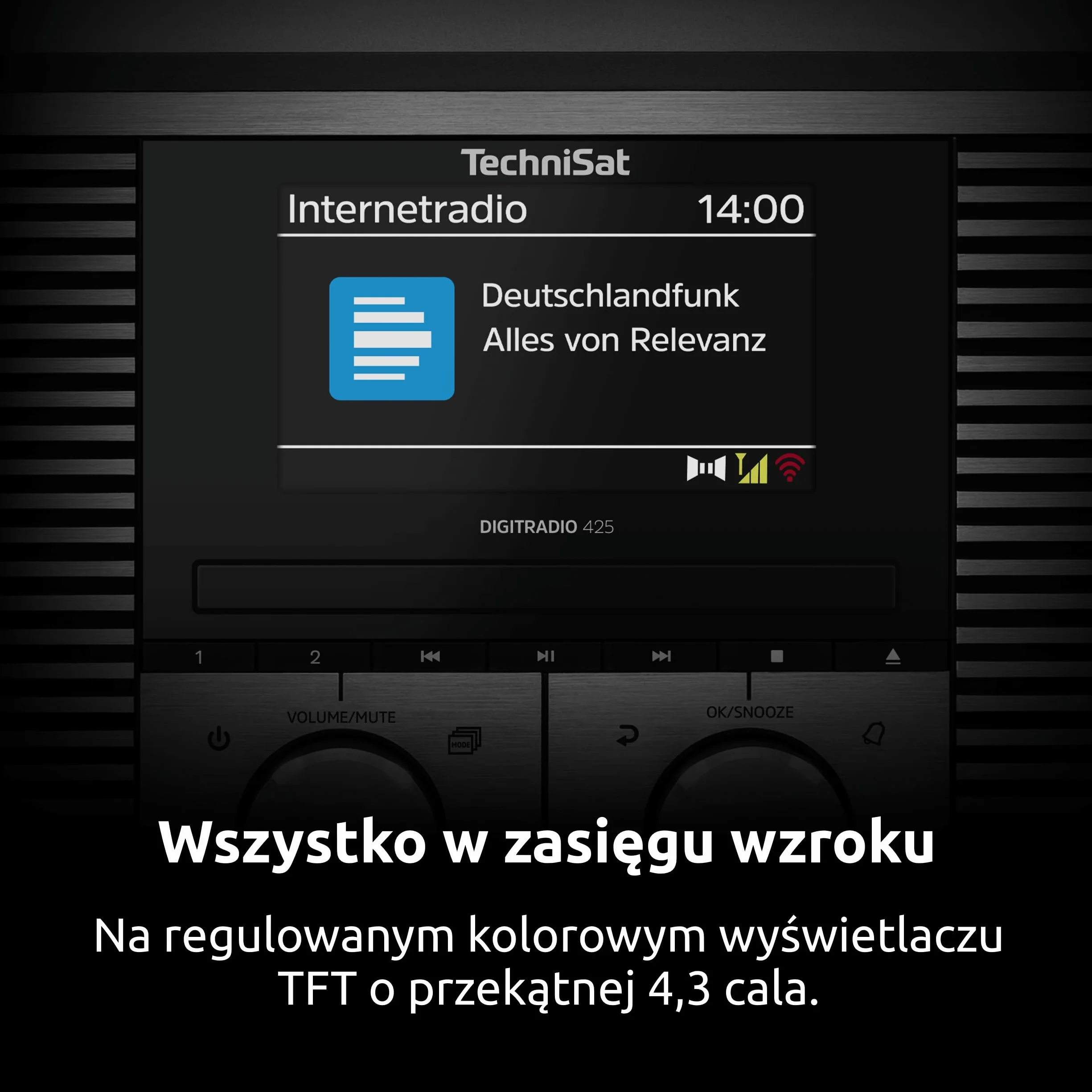TechniSat DIGITRADIO 425 – radio stereo DAB+ i internetowe z odtwarzaczem CD (Bluetooth, Wi-Fi, USB, AUX, Spotify Connect, 40 W, equalizer, kolorowy wyświetlacz, sterowanie aplikacją) antracyt
