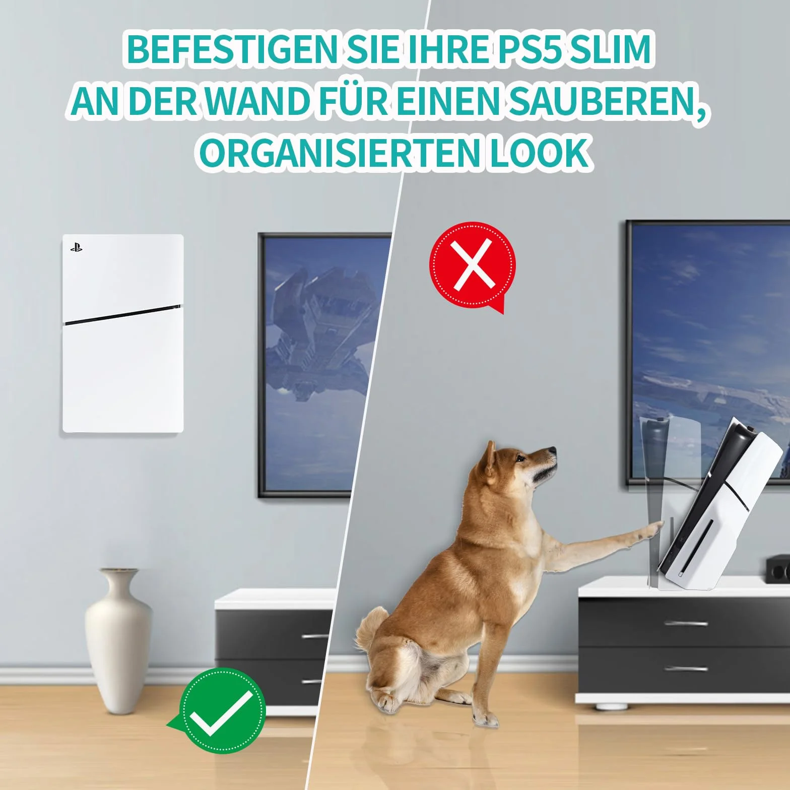 Marvelights Uchwyt ścienny PS5 biały Kompatibel z PS5 Slim