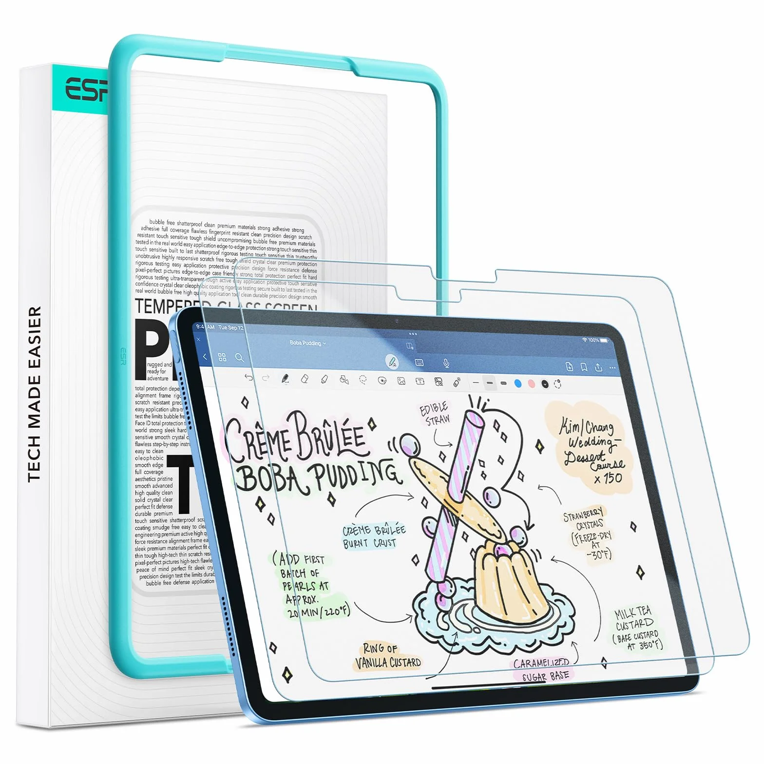 ESR 2 sztuki szkła pancernego Paper Feel do iPad 11/10 generacji (A16, 2025/2022), folia ochronna z ramką wyrównującą, folia ochronna na wyświetlacz 9H, odporna na zarysowania, ochrona przed odciskami