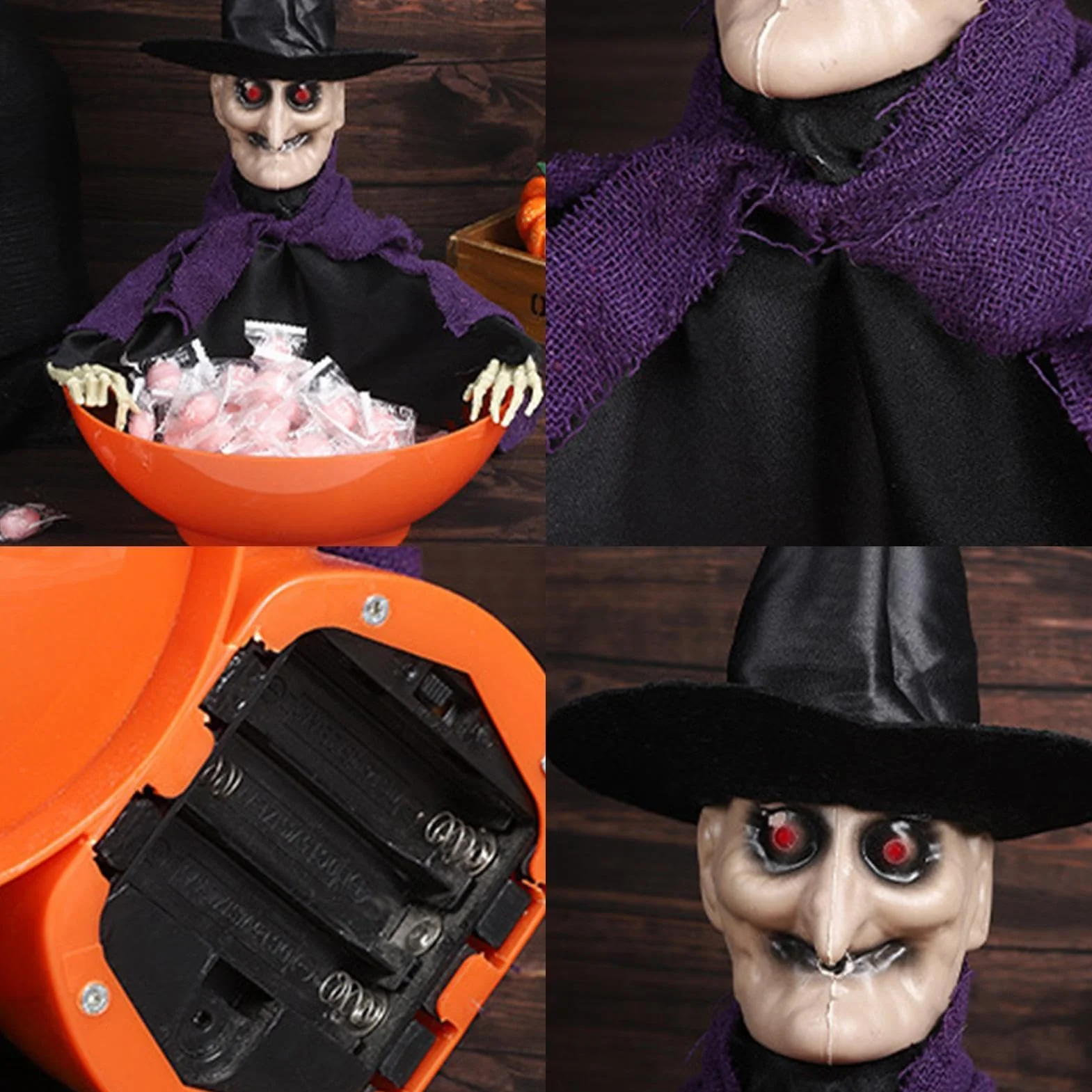 Halloween krzycząca miska cukierki z ruchomą górą dla nawiedzonego domu