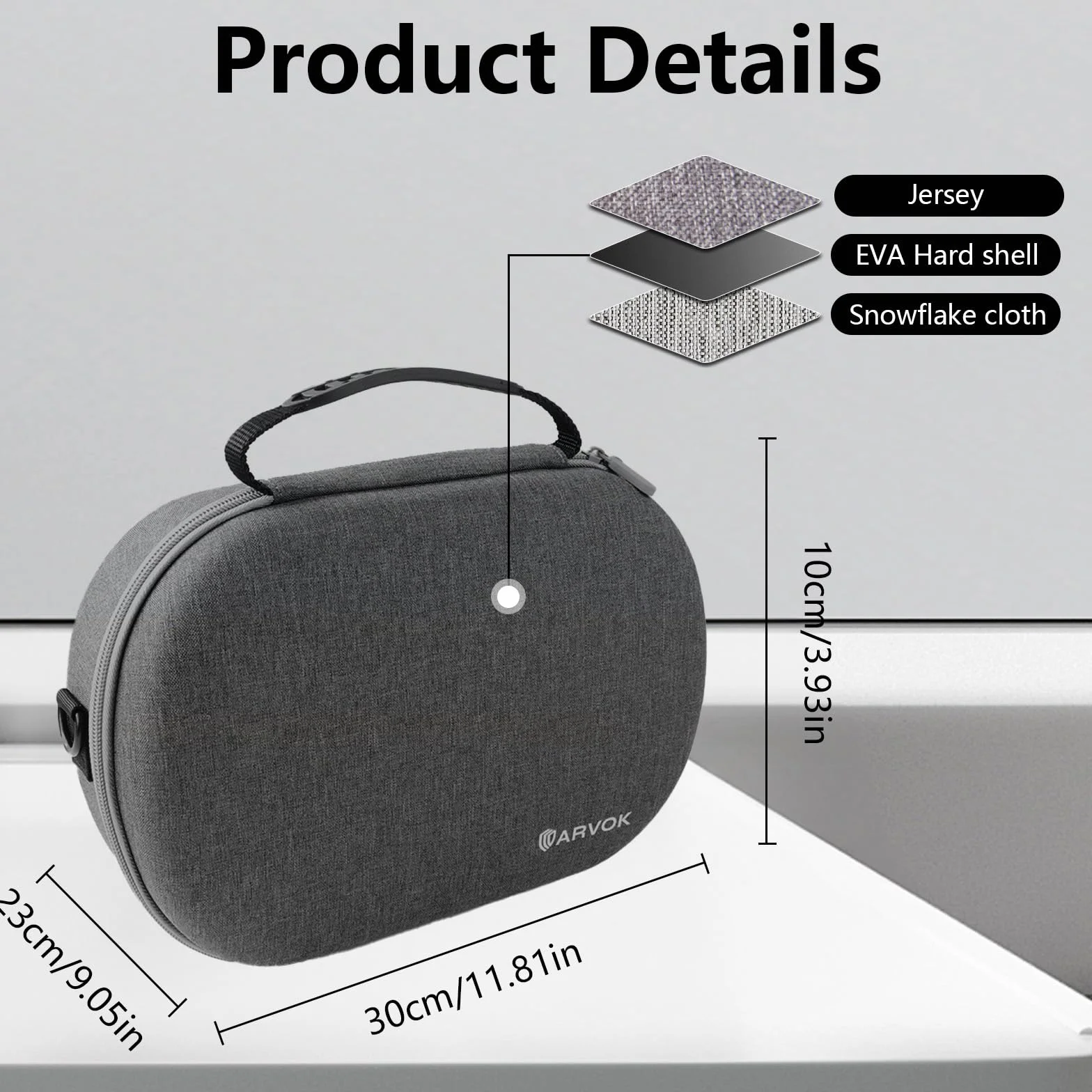 ARVOK Etui do Apple Vision Pro, twarde etui podróżne do Apple Vision Pro, kabel do ładowania baterii i inne akcesoria, etui na słuchawki do gier VR nadaje się do podróży i przechowywania w domu, szary