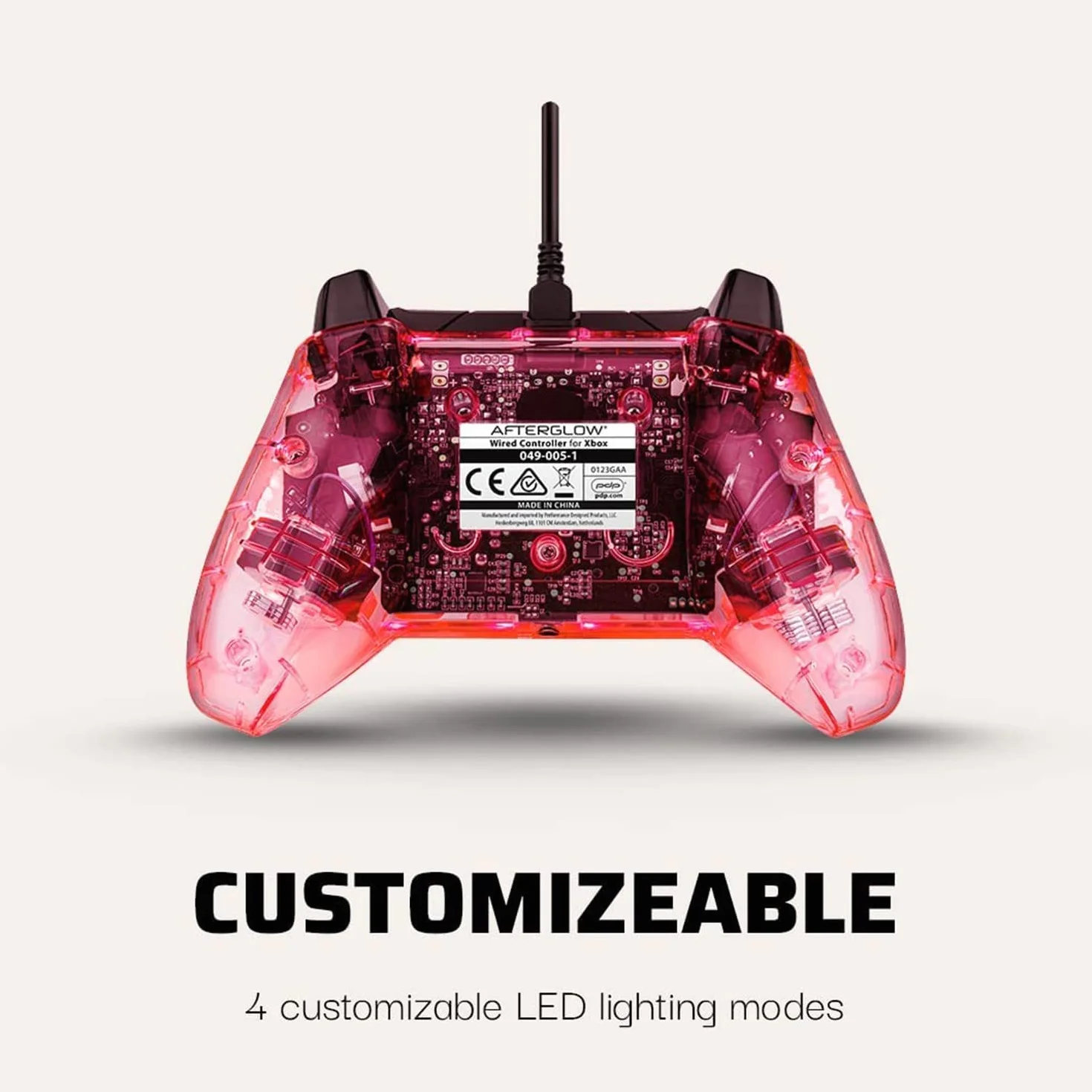 PDP Przewodowy kontroler gier Afterglow LED RGB Hue USB Sterowanie dźwiękiem Podwójny wibracyjny gamepad Xbox Series X|S Xbox One PC