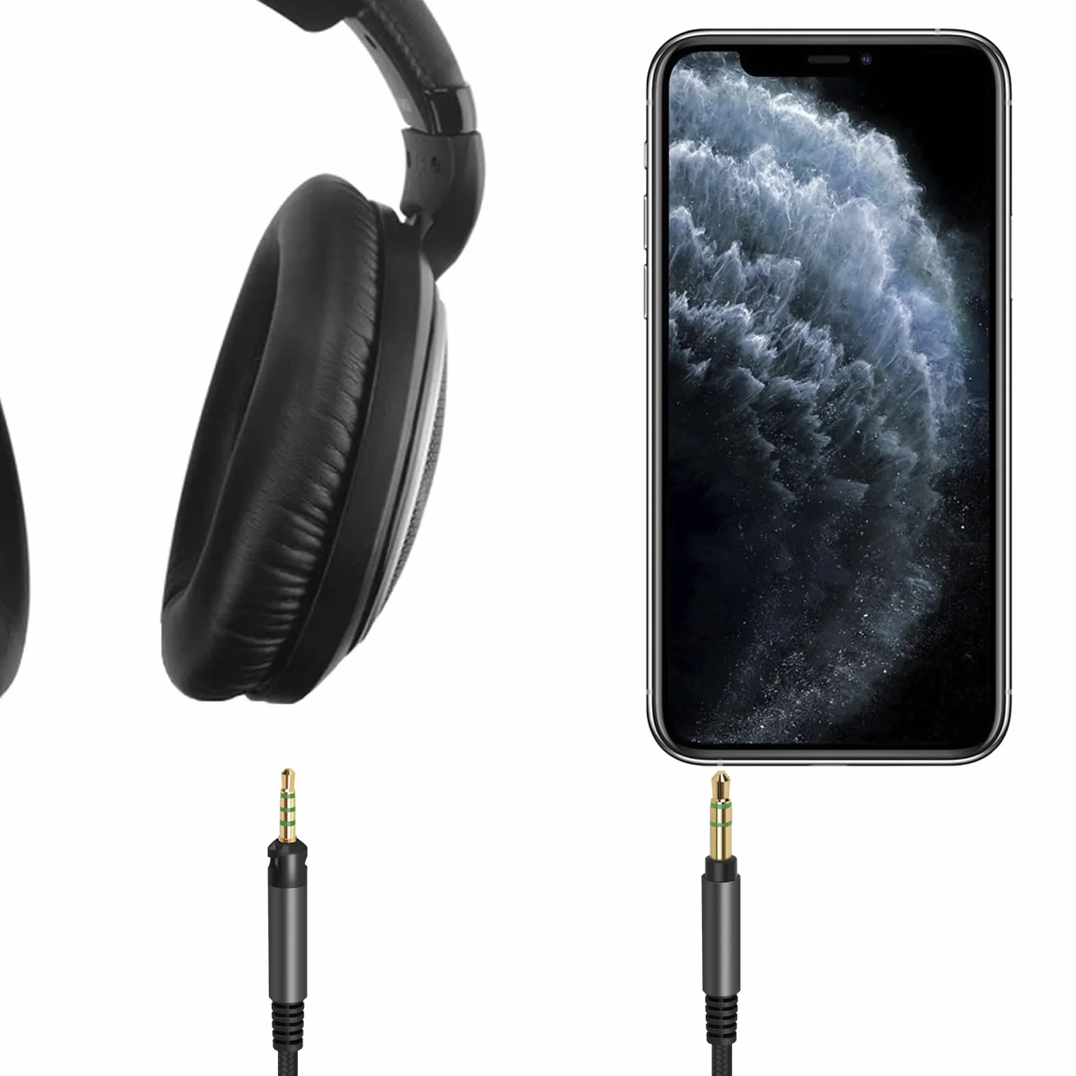 Linkidea Kabel audio do słuchawek Sennheiser HD 620S/599/ 598SR/579/569/ 560S/ 559/558/550/505/400 PRO, zapasowy kabel AUX 2,5 mm na 3,5 mm, czarny, 170cm