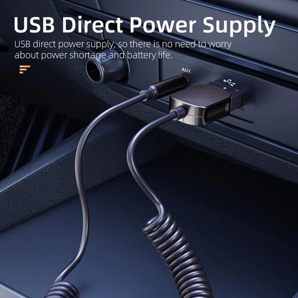 AXFEE Nadajnik-Odbiornik Bluetooth, Przenośny Adapter Bluetooth 5.0, Do Użytku z Gniazdem Audio 3,5 mm, Mini Bezprzewodowy Bluetooth Samochodowy/Samolotowy do Samolotów, TV, Głośników, Podróży