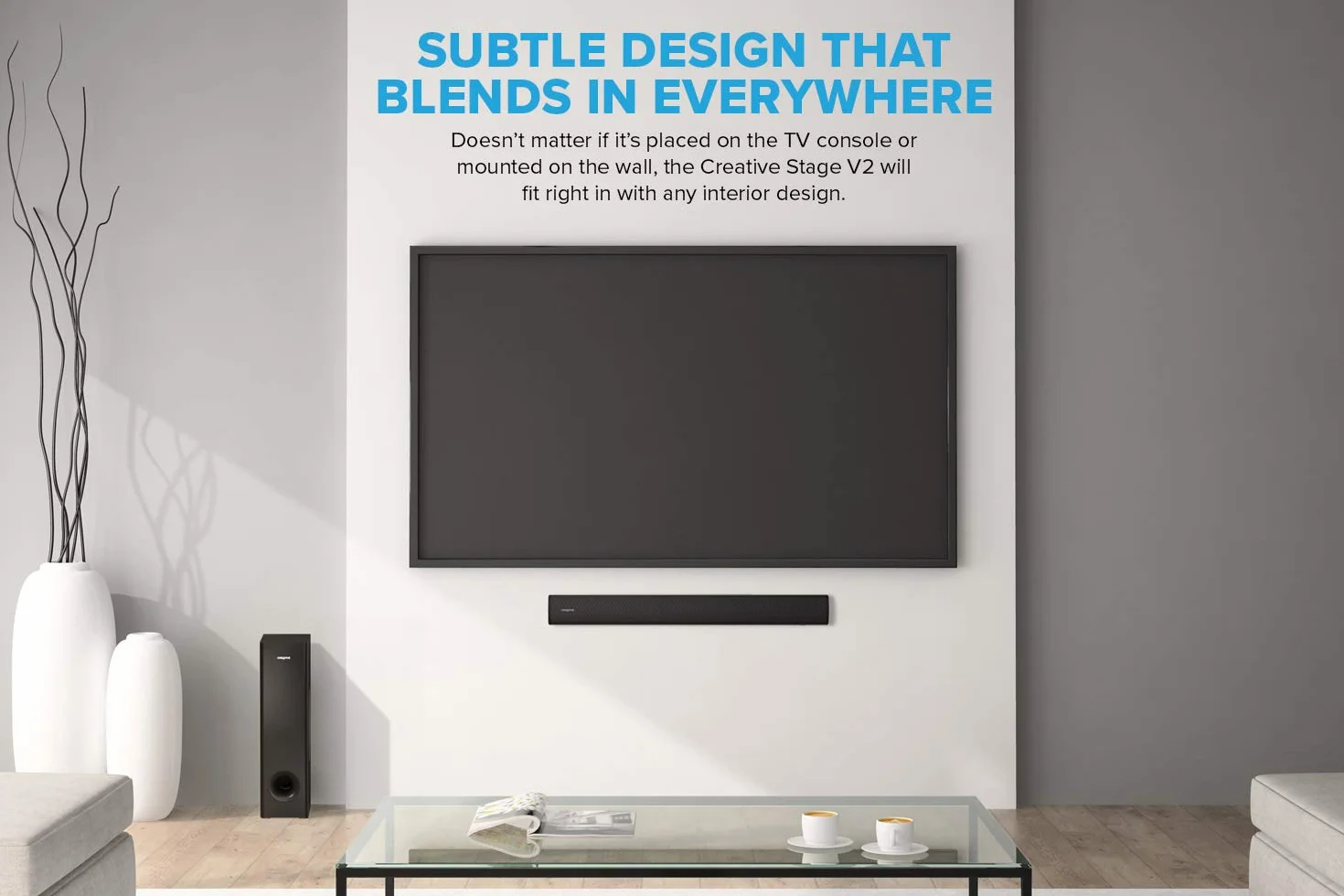 Creative Stage V2 2.1 Głośnik Typu Soundbar, Czarny, 50 x 50 x 28 cm