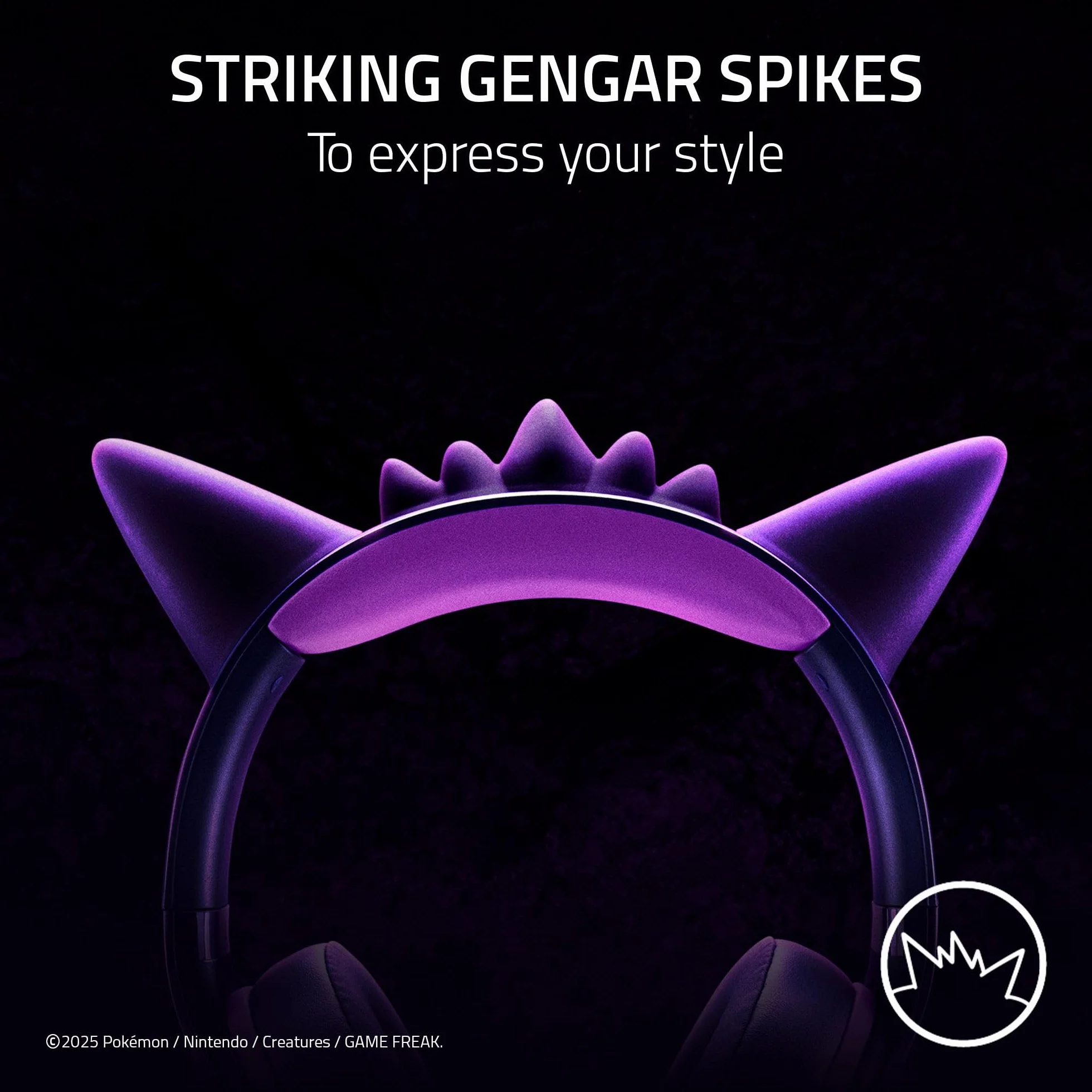 Razer Kraken Kitty V2 - Pokémon Gengar Edition - zestaw słuchawkowy USB - kolce Gengar - strumieniowe oświetlenie reaktywne - mikrofon kardioidalny - przetworniki TriForce 40mm | Fioletowy