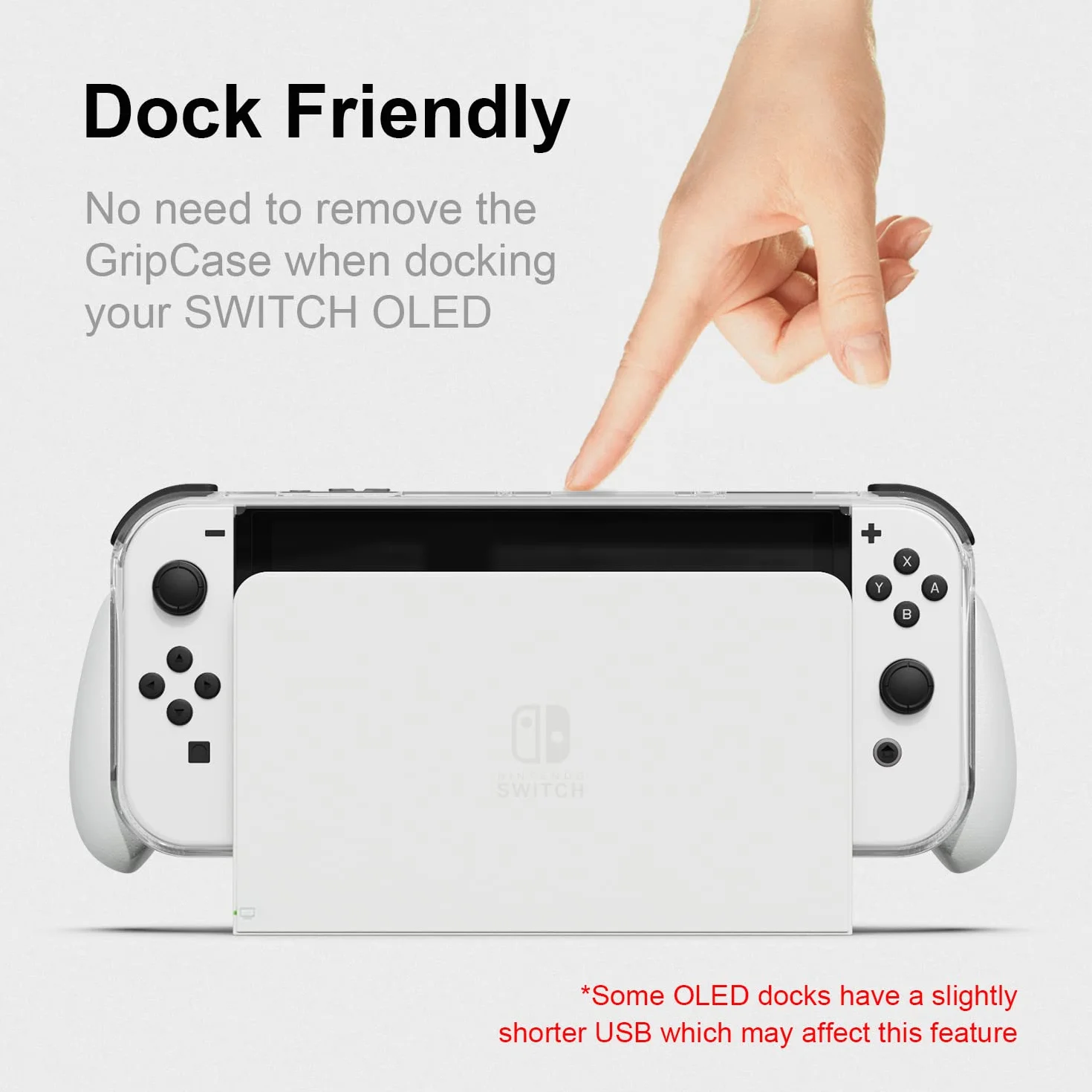 Skull & Co. GripCase OLED Bundle Nintendo Switch OLED Dockable Transparent Protective Case Interchangeable Grips Neon Blue+Neon Red