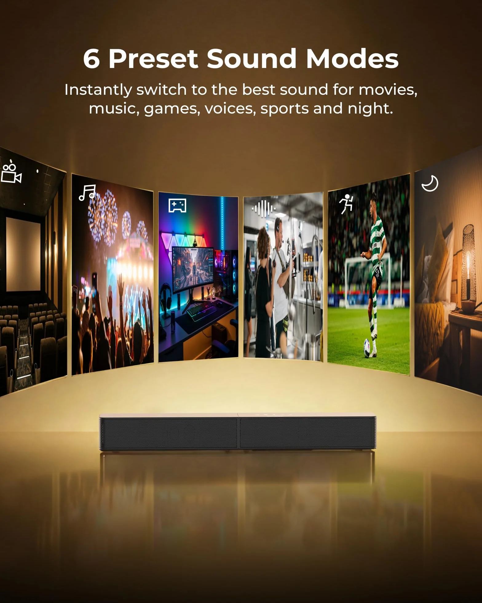 ULTIMEA 2,1ch SoundBar z bezprzewodowym subwooferem, VoiceMX i BassMX, sterowanie przez aplikację, listwa dźwiękowa 240 W, maksymalna moc, regulowane basy, HDMI, optyczne, Bluetooth 6.0, Poseidon M30
