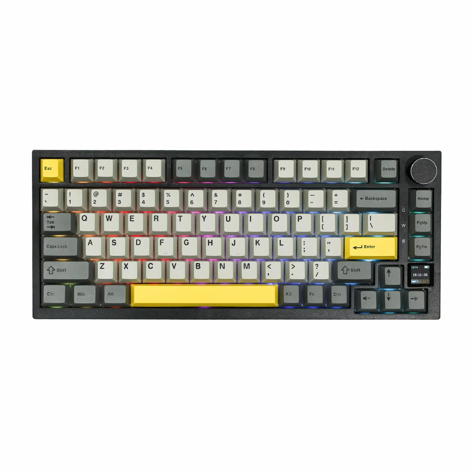 EPOMAKER Ajazz AK820 Pro 75% klawiatura mechaniczna, klawiatura do gier z uszczelką i inteligentnym wyświetlaczem TFT, bezprzewodowa klawiatura Bluetooth 5.1/2.4G / Type-C (szara, przełącznik Ajazz