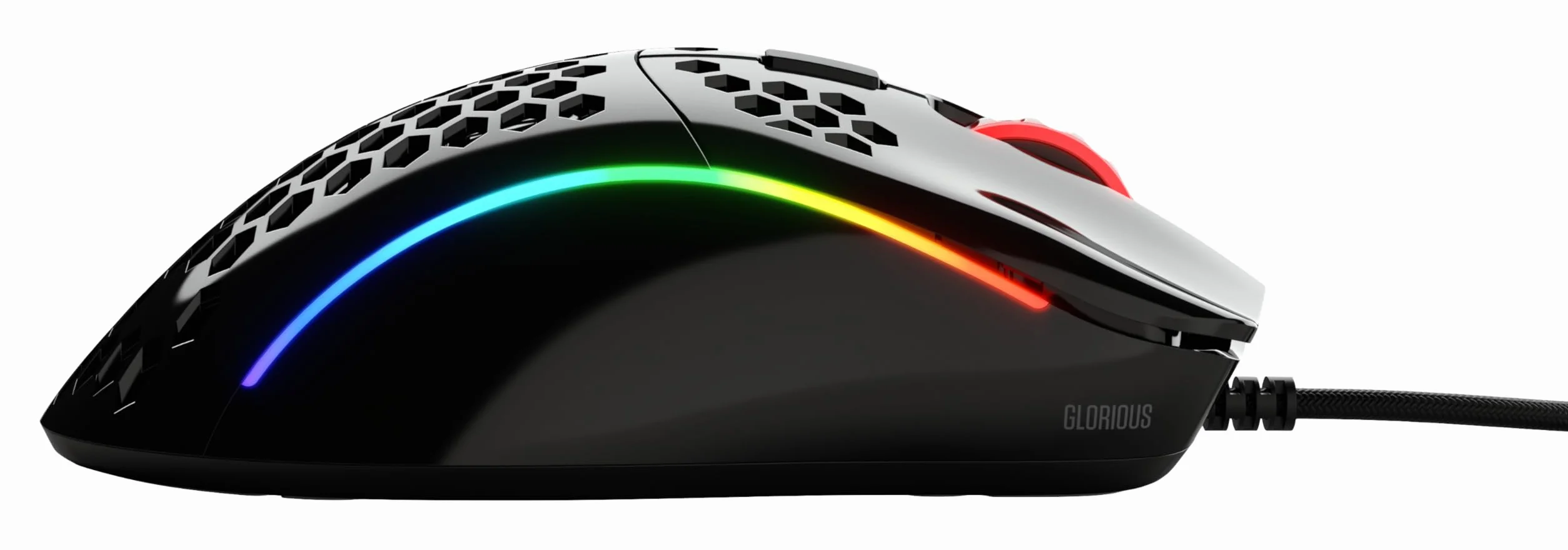 Glorious Gaming Model D- Mysz Przewodowa Superlekka 61g Plaster Miodu RGB Pixart 3360 Przełączniki Omron Ślizgacze PTFE Połyskująca Czerń