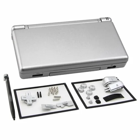 OSTENT Pełna naprawa części zamiennych obudowy zestaw etui kompatybilny z Nintendo DS Lite NDSL (srebrny)