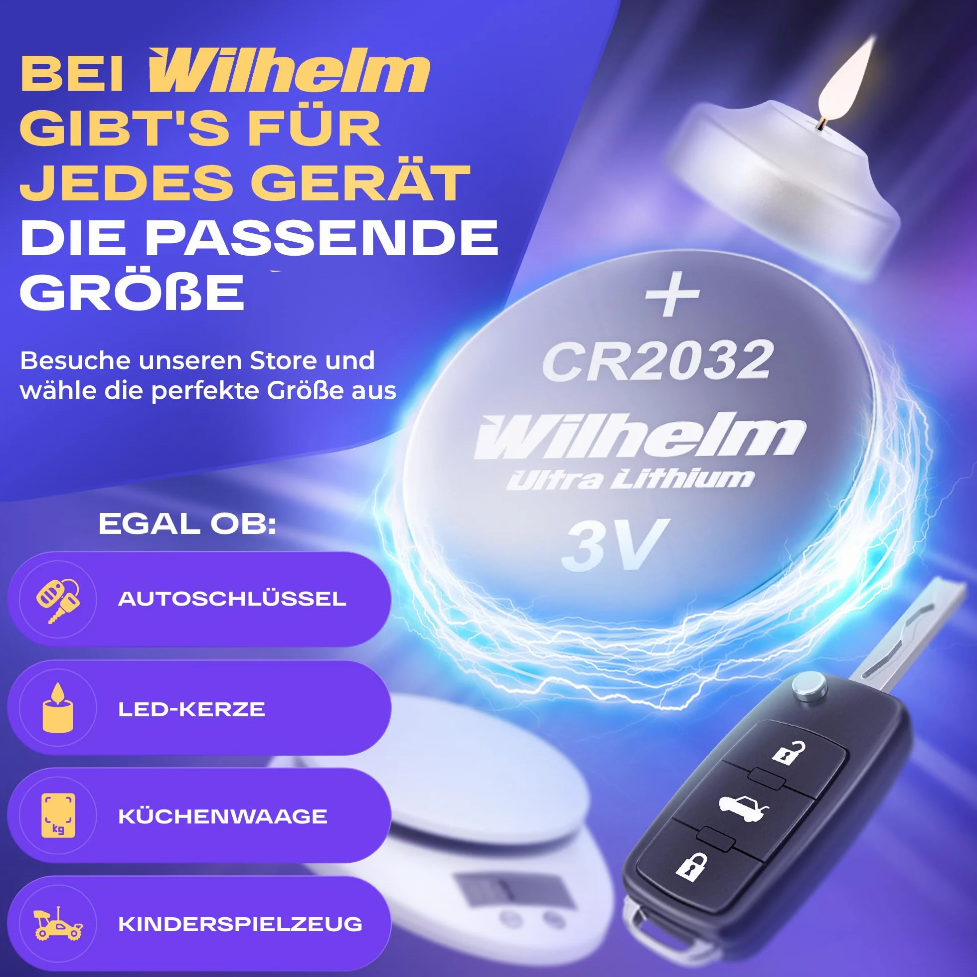 10 x litowa bateria guzikowa CR2032 Wilhelm 3 V, pakowana w blister