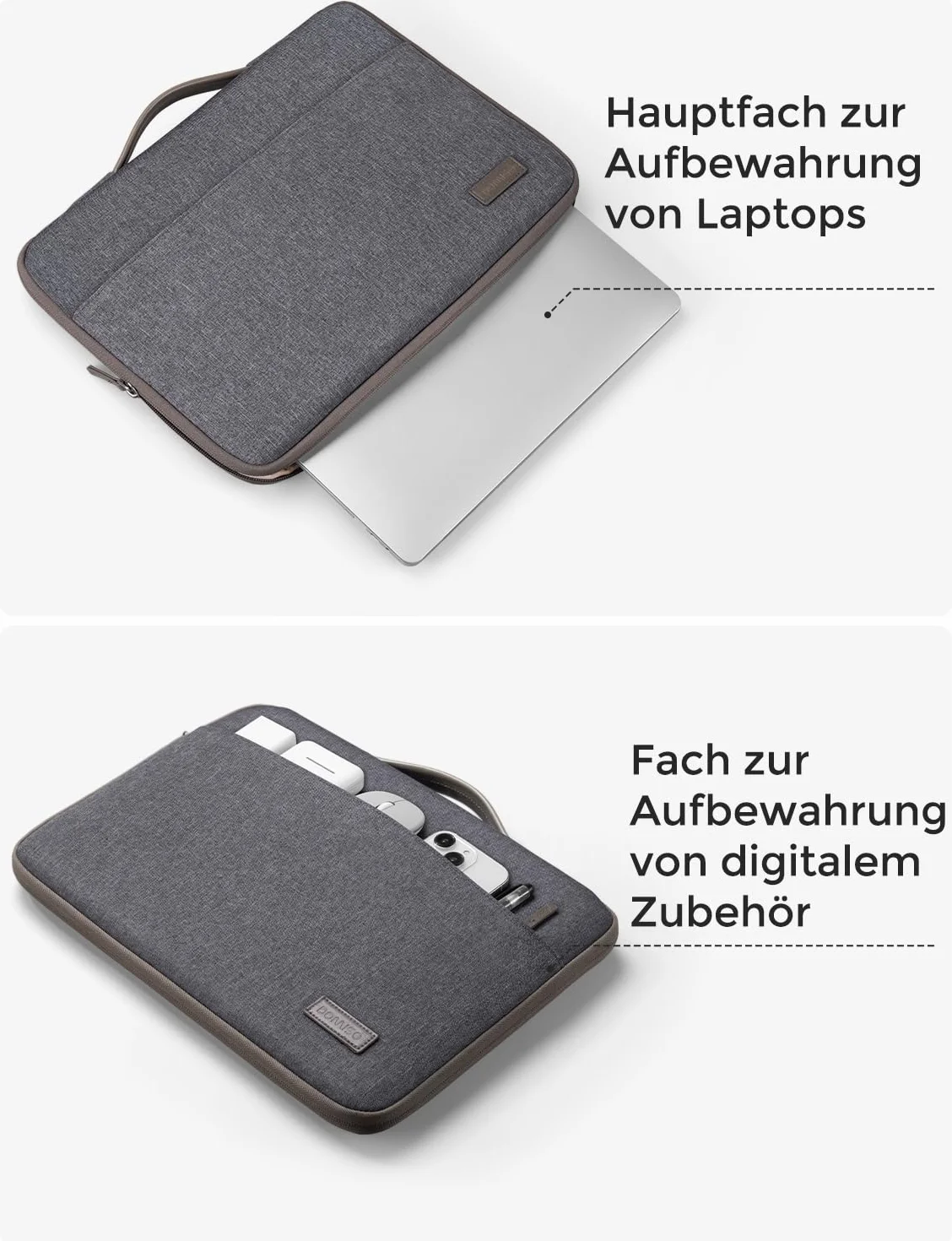 DOMISO Wodoszczelne etui na laptopa 12,5", MacBook Pro Retina / 13, MacBook Air Retina 2018/12,9", iPad Pro 2016 2017/13,5", Surface Laptop 2, ciemnoszare