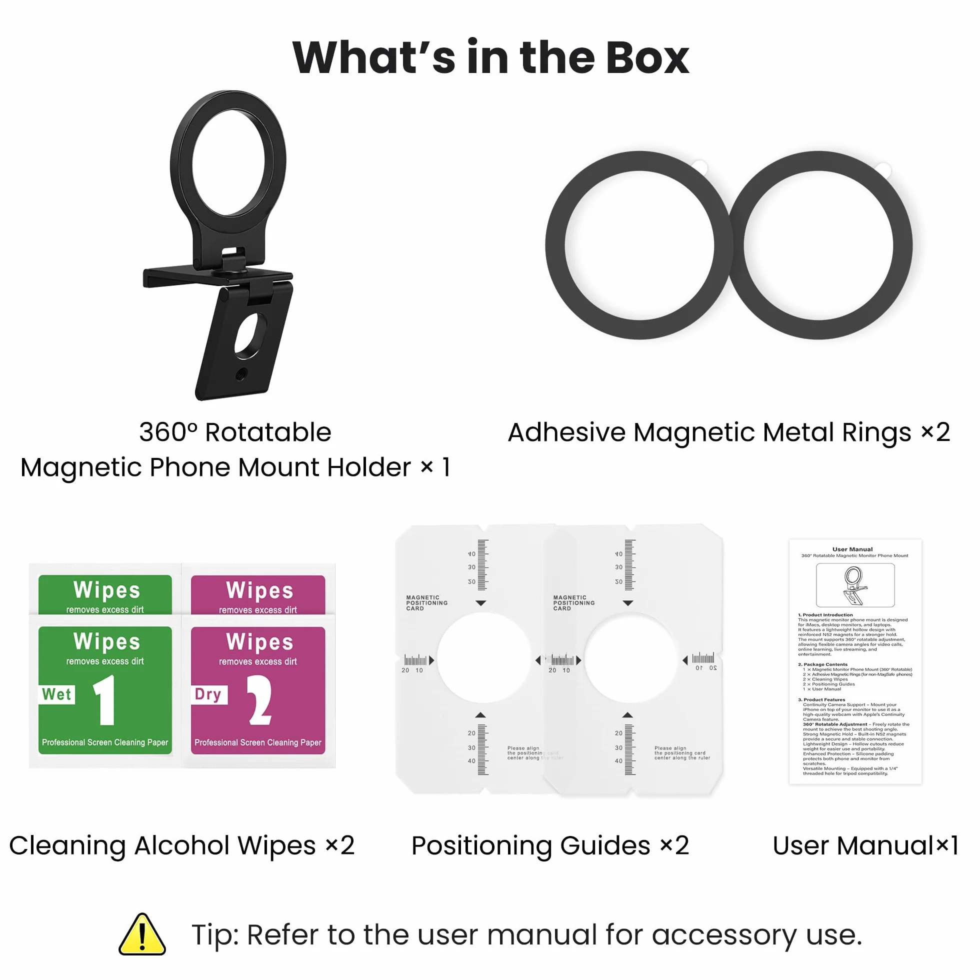 Itramax Uchwyt Continuity Camera Do Monitora,Składany Przenośny Uchwyt Webcam 360° Do Ekranu Biurkowego for MagSafe iPhone 17 Pro/15/14/13/12/11/XS,iOS 16,iMac I MacBook macOS Ventura,Laptop,Apple TV