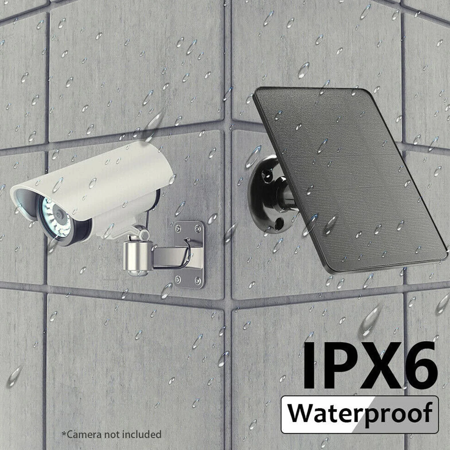Panel Słoneczny Wodoodporna ładowarka 10 W Micro USB Ładowanie Kamery Panel Słoneczny z Regulowanym Montażem 360 ° (Czarny)