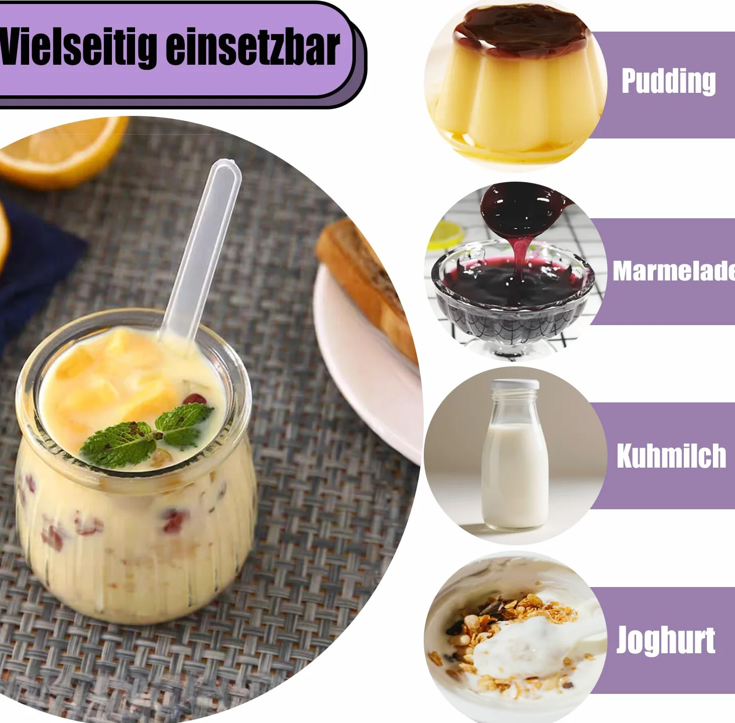 Słoiki na jogurt 200 ml 12 sztuk szklane deserowe przezroczyste z etykietą i sznurkiem