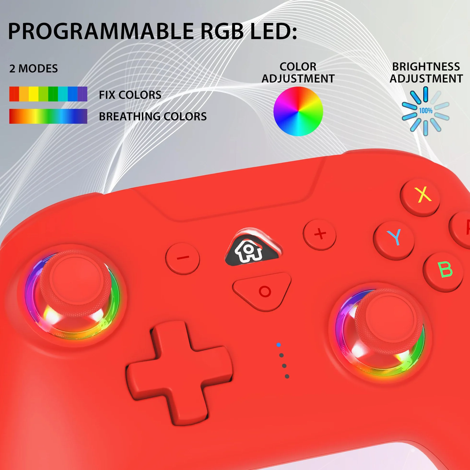 Subsonic Bezprzewodowy kontroler do Switch i Switch Oled – bezprzewodowy kontroler Bluetooth z diodami LED, wibracjami i 6-osiowym żyroskopem - czerwony