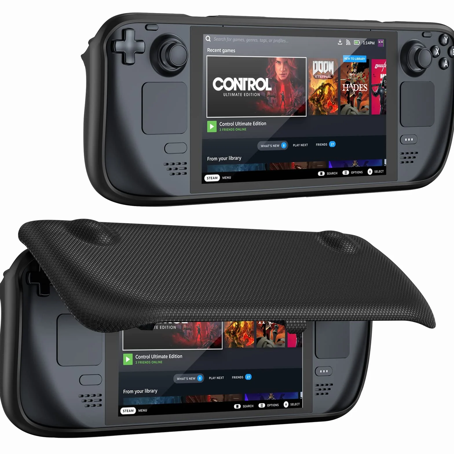 ProCase Etui na Steam Deck Flip Cover Kompatybilne z 7-Calowym Valve, Magnetyczne, Zdejmowane, Czarne