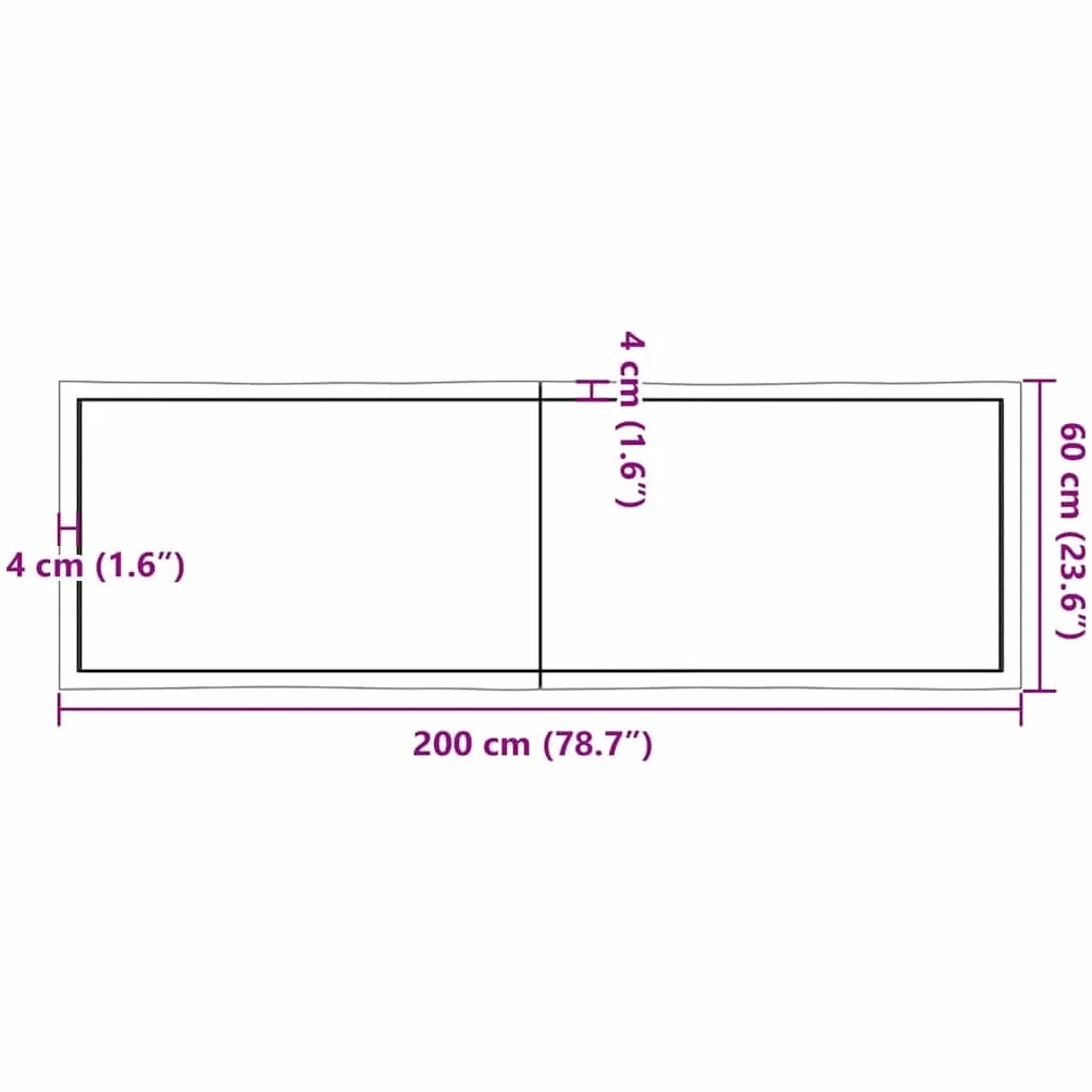 vidaXL Blat drewniany jasnobrązowy 200x60x(2-4) cm naturalną krawędzią