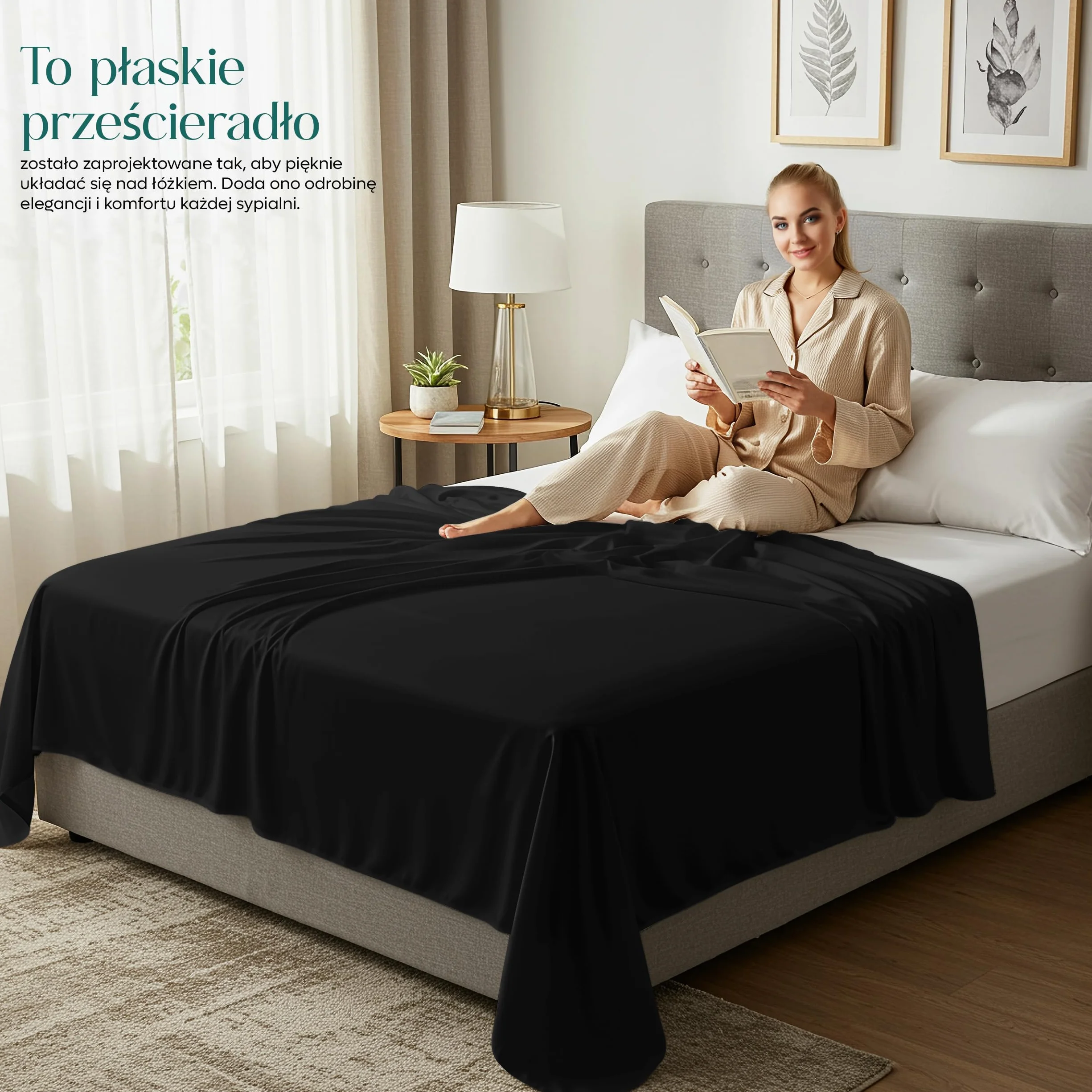 Utopia Bedding - Płaskie Prześcieradło Podwójne (225 x 255 cm, Czarny) - Soft Brushed Microfiber Fabric - dla rozmiaru łóżka 135 x 190 cm