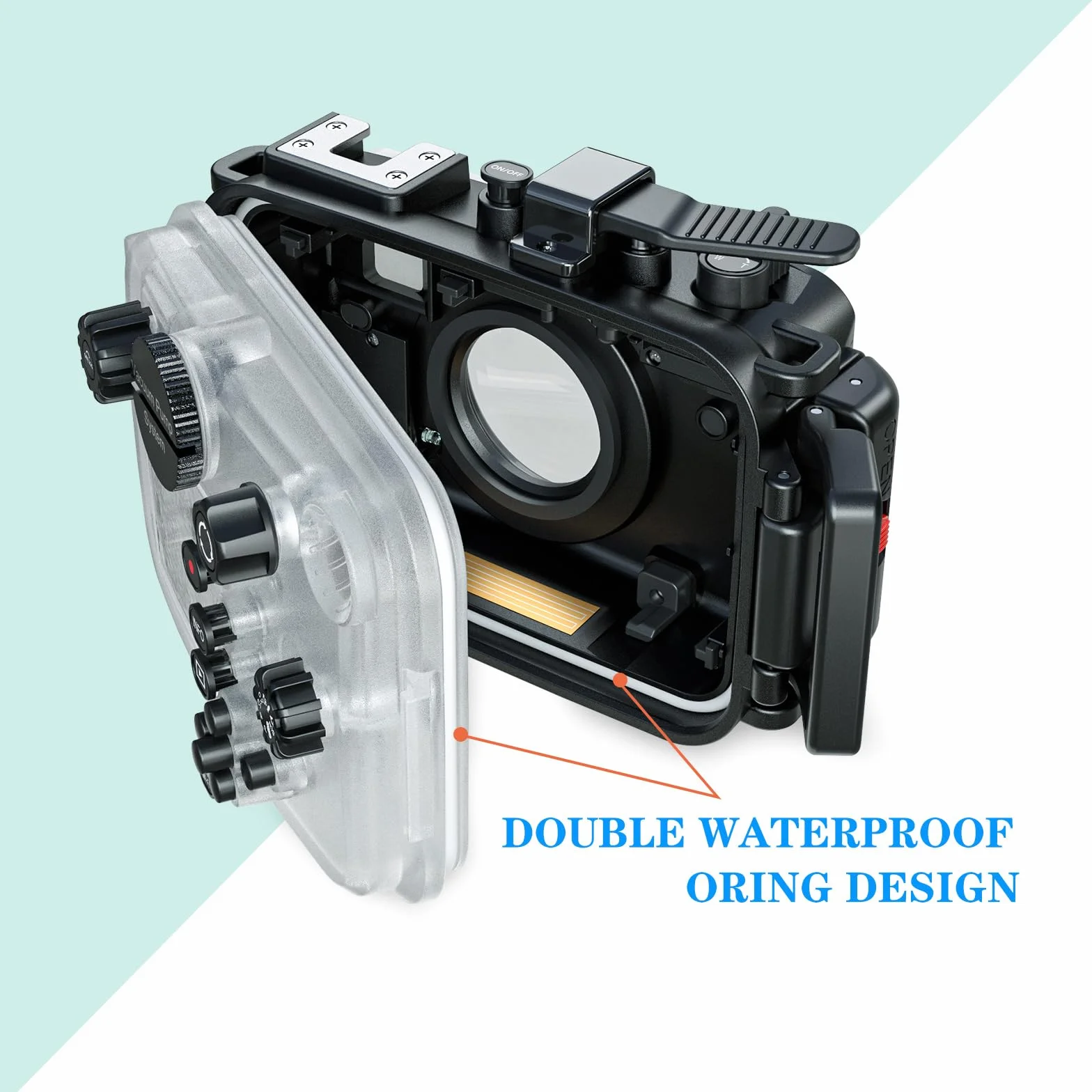 Sea frogs Wodoodporna obudowa do OM SYSTEM TG-7 195FT/60M kamera podwodna wodoodporna obudowa do nurkowania z czerwonym filtrem (TG7-B)