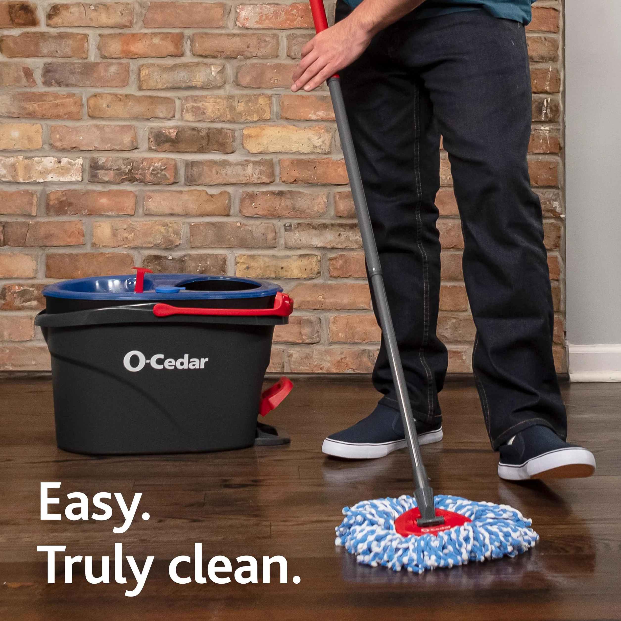 O-Cedar EasyWring system czyszczenia podłóg z mikrofibry, mop i wiadro Rinseclean + 2 wkłady