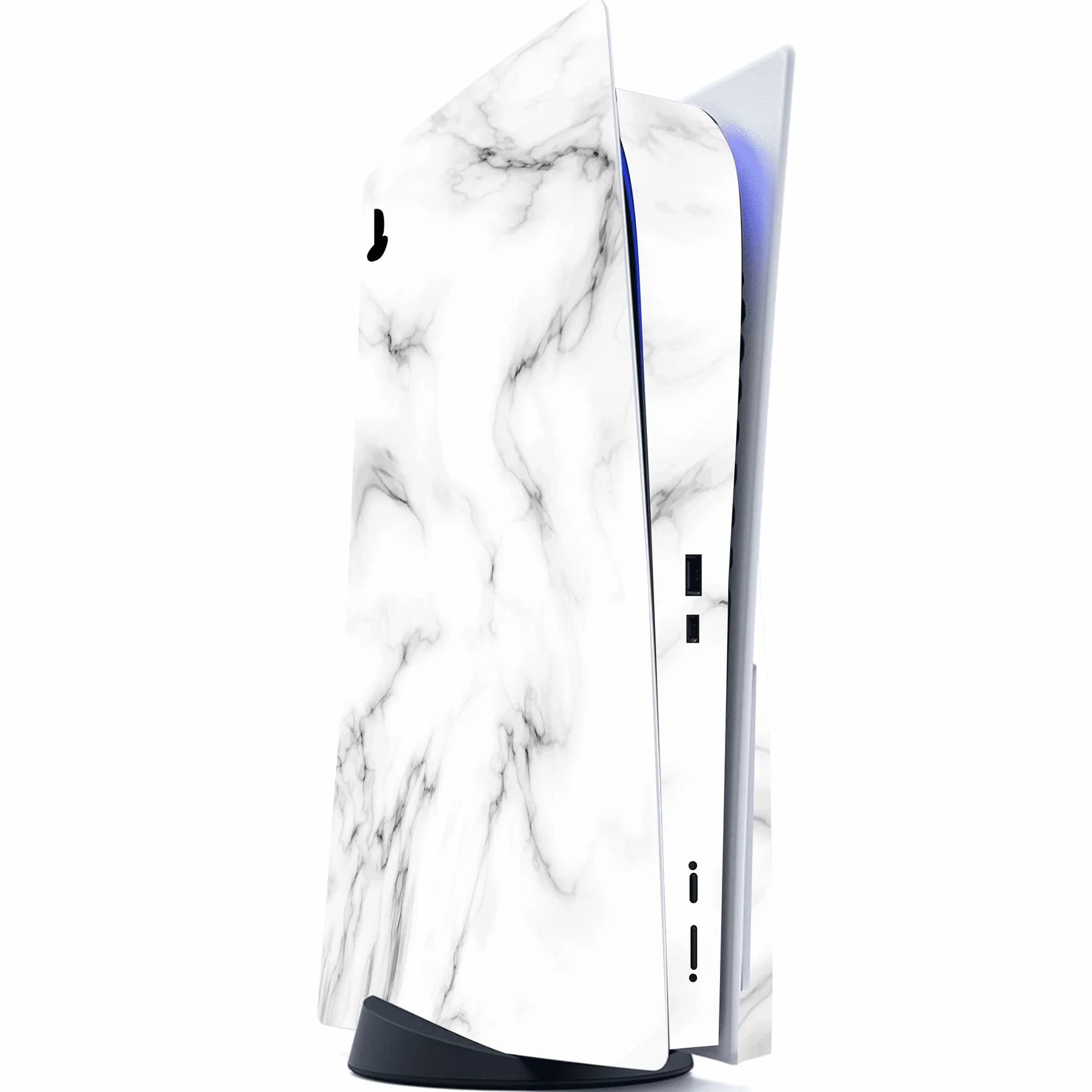 PlayVital Skórka Sticker kompatybilny z ps5,Naklejka Skins do ps5 Disc Edition,Ochronne Naklejki do ps5 Kontroler&Stacja ładowania&Zestaw Słuchawkowy&Media Remote-Bezszwowy Biały Marmur