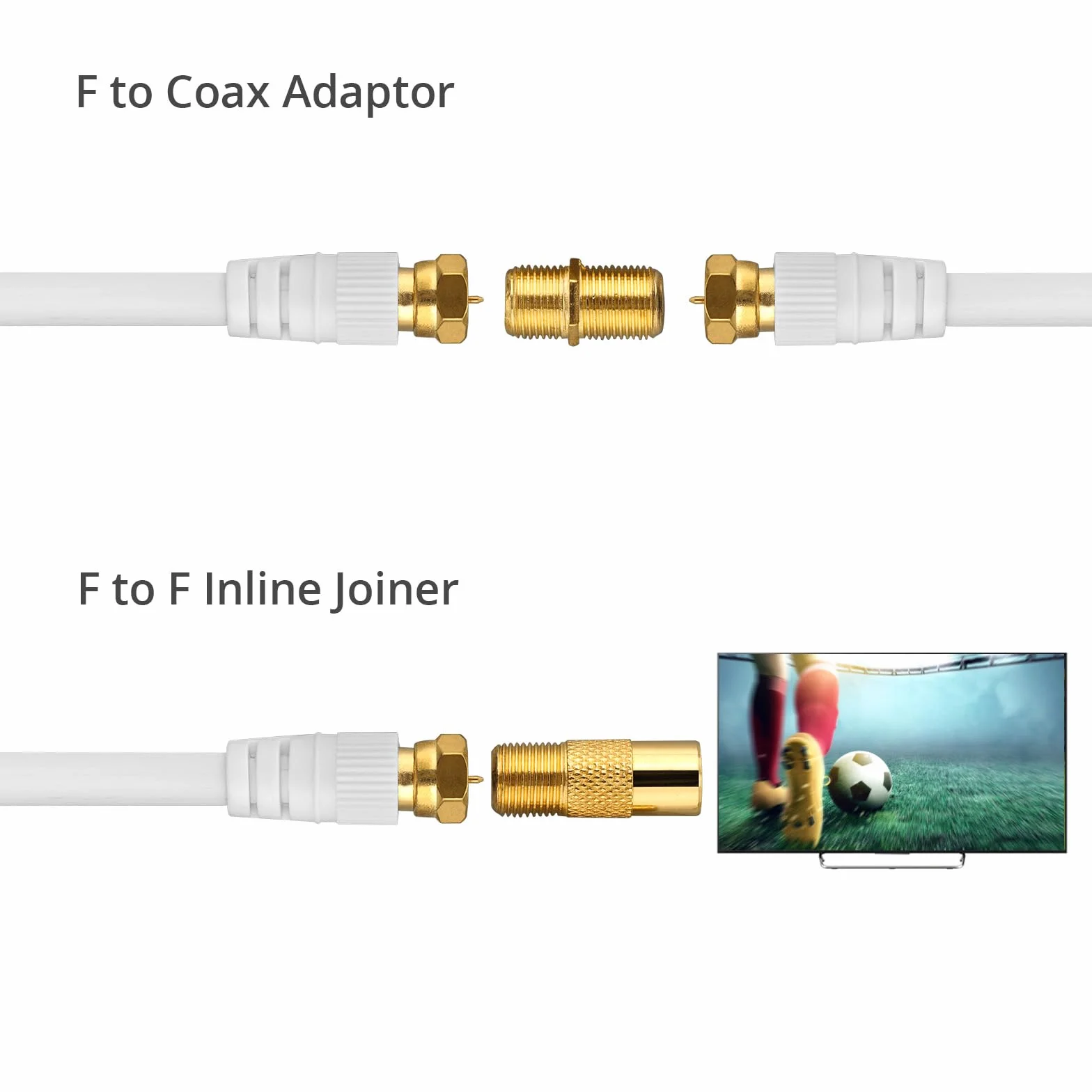 Justech 2-krotny adapter telewizyjny radio F wtyczka kabel antenowy rozdzielacz satelitarny rozdzielacz metalowy rozdzielacz TV w zestawie adapter + kabel + 2 x wtyczka F do wtyczki koncentrycznej + 3