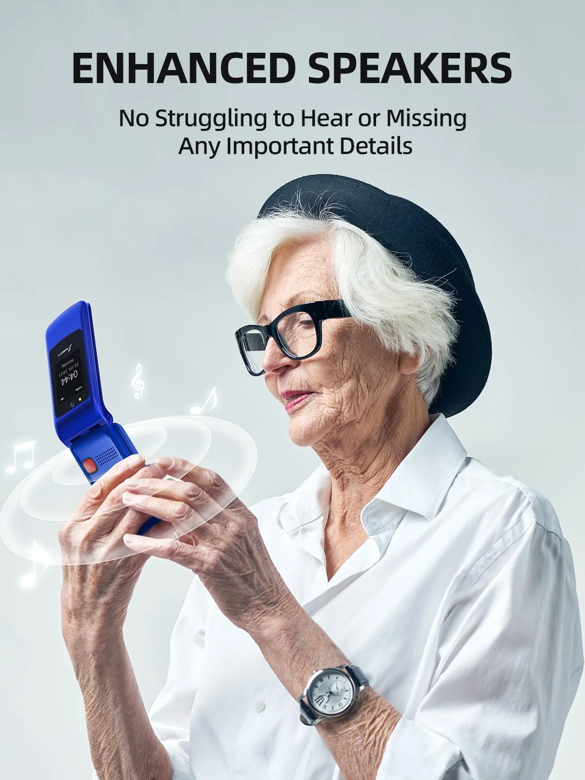 SweetLink Telefon komórkowy GSM dla seniorów, telefony komórkowe dla seniorów z klapką i dużymi przyciskami, telefony dla seniorów z kontaktami obrazkowymi, duża głośność, funkcja SOS