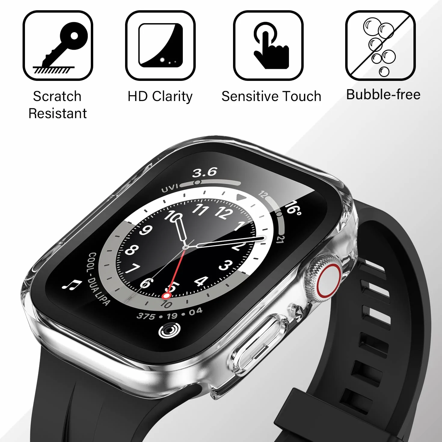 Amizee 2-pak etui kompatybilne z Apple Watch 44 mm serii 6/5/4/SE z wbudowaną osłoną ekranu, twarda obudowa ochronna z PC, ultracienka, odporna na zarysowania, do iWatch 44 mm (srebrna/przezroczysta)