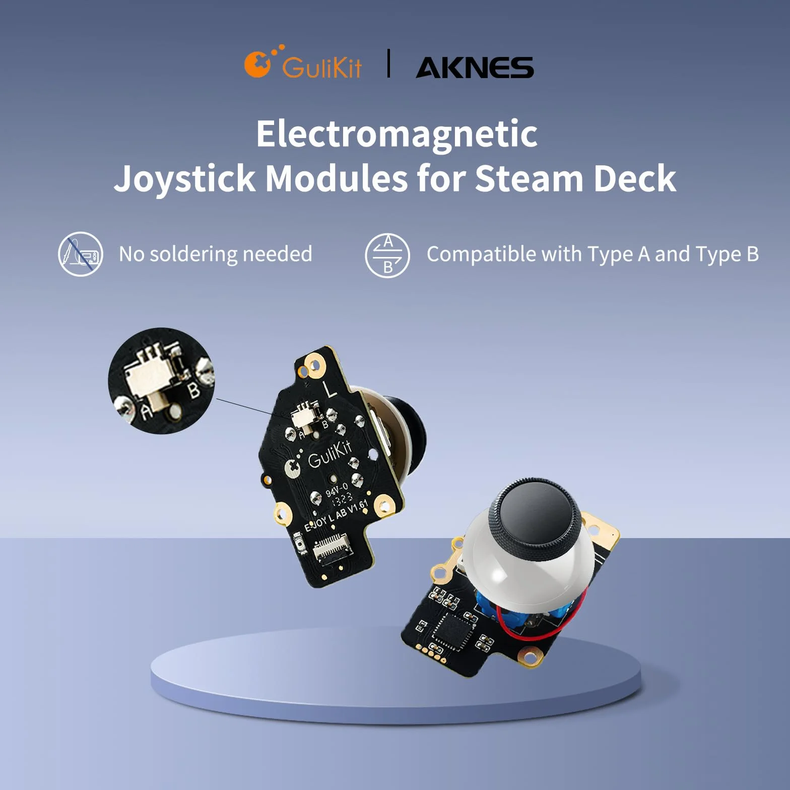 AKNES Joysticki elektromagnetyczne z Czujnikiem Halla do Steam Deck typ A i B, zamienne akcesoria bez lutowania