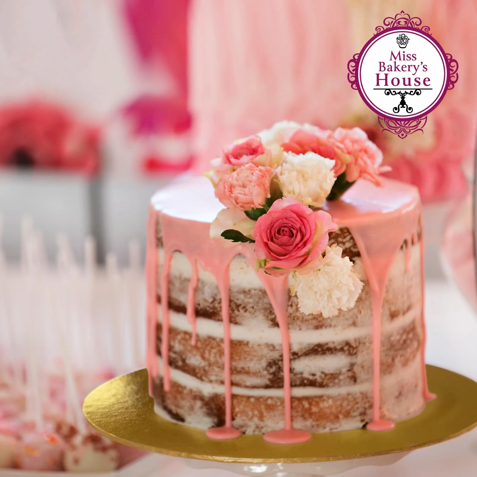 Miss Bakery's House Cake Board Ø 20 cm 2 mm dwustronny okrągły talerz na tort srebrny złoty 10 szt.