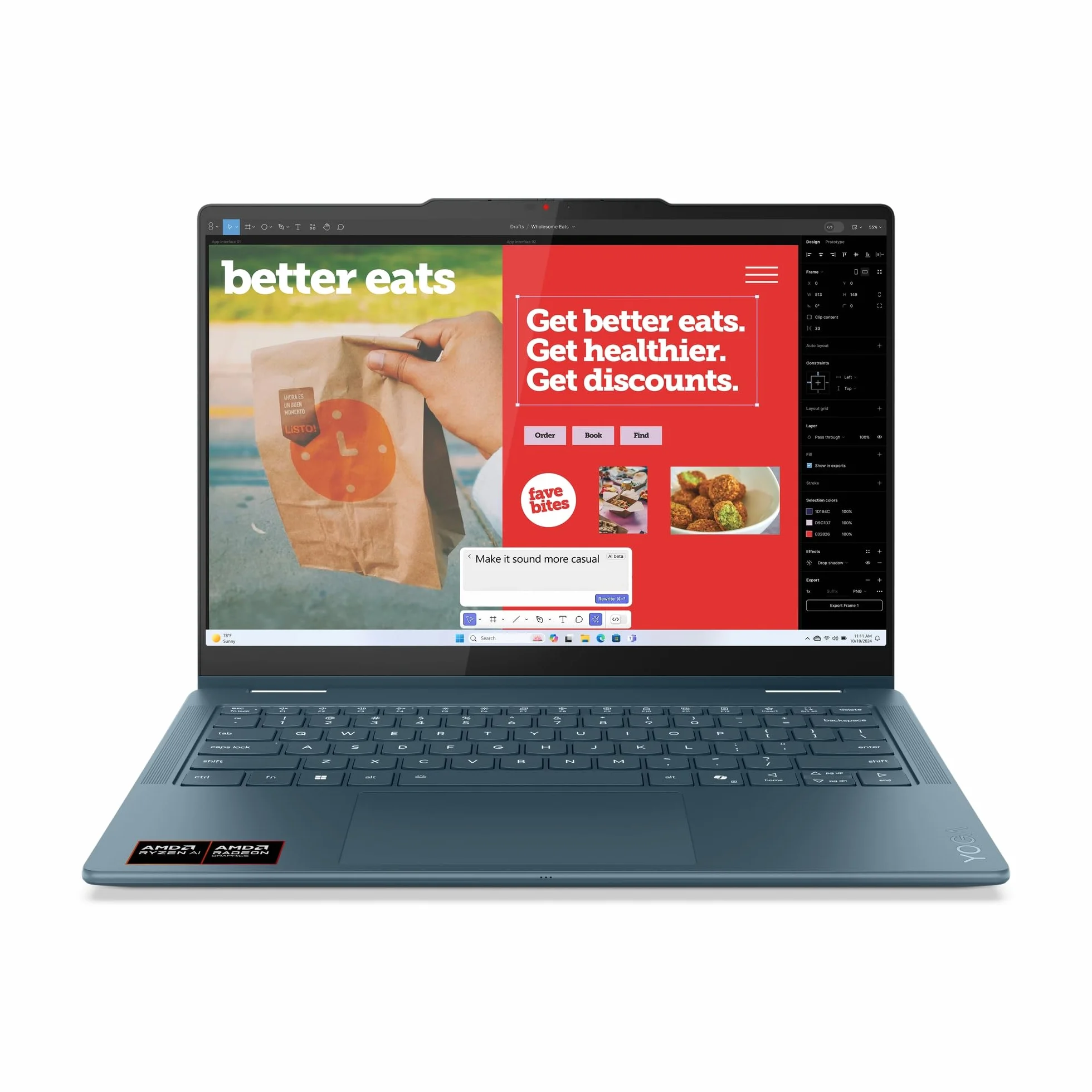 Lenovo Yoga 7 laptop 2 w 1, Copilot+, 14" WUXGA OLED, AMD Ryzen AI 7, 16 GB RAM, 512 GB SSD, AMD Radeon 860M, Win11, QWERTZ, Tidal Teal, 3 miesiące Premium Care, w zestawie etui dostępne wyłącznie w