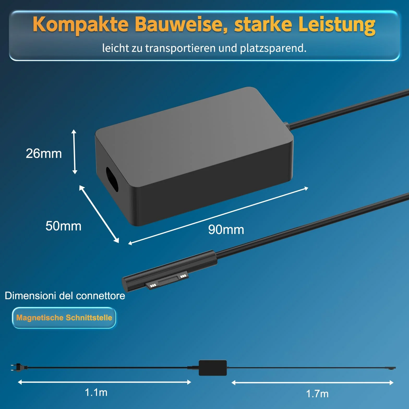 Ładowarka 65 W kompatybilna z Microsoft Surface Pro 11/10/9/8/7/6/5/4/3/X, Surface Laptop 4/3/2/1, Surface Go 2/1, ładowarka powierzchniowa do notebooka / tabletu z portem USB 15 V 4A komputer PC