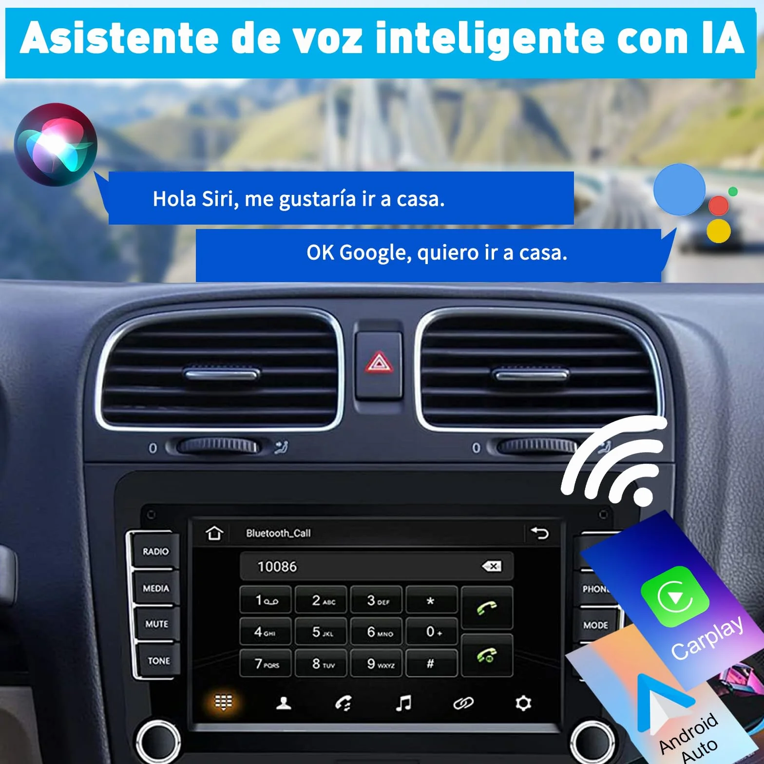 Radio samochodowe Liulbobu do VW Golf 5/6, Passat, Jetta, Caddy, Polo CC, Tiguan, EOS, Scirocco. Bezprzewodowy CarPlay i Android Auto, 7-calowy ekran dotykowy, Bluetooth, FM/AM, USB, DSP, RDS.