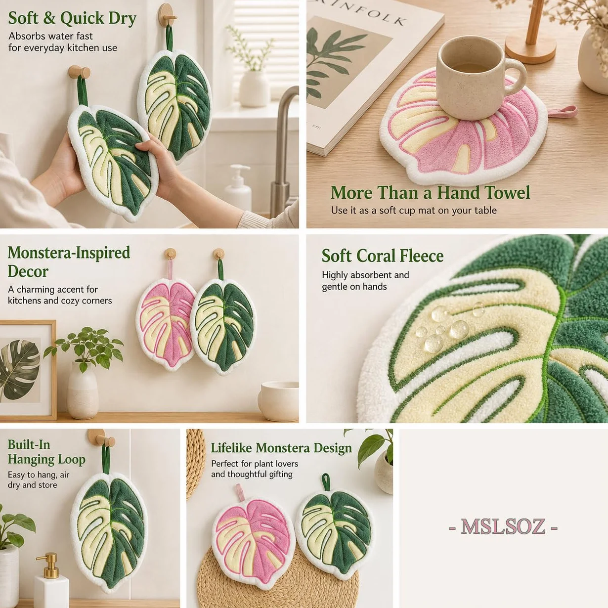 Ręczniki do rąk Monstera Deliciosa, chłonne miękkie wiszące ręczniki do herbaty do łazienki i kuchni, dekoracyjne ręczniki do twarzy z serem szwajcarskim, dekoracja domu i prezenty dla