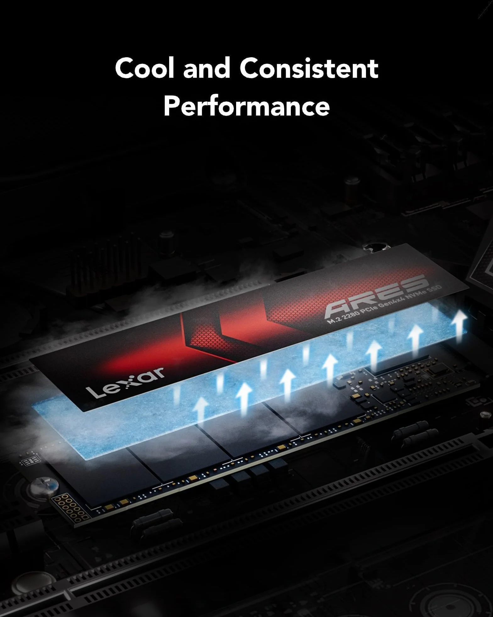 Lexar ARES 512 GB SSD, M.2 2280 PCIe Gen4x4 1.4 wewnętrzny dysk NVMe SSD, odczyt do 7200 MB/s, wewnętrzny dysk SSD do PS5, PC, laptopa, graczy, twórców, profesjonalistów