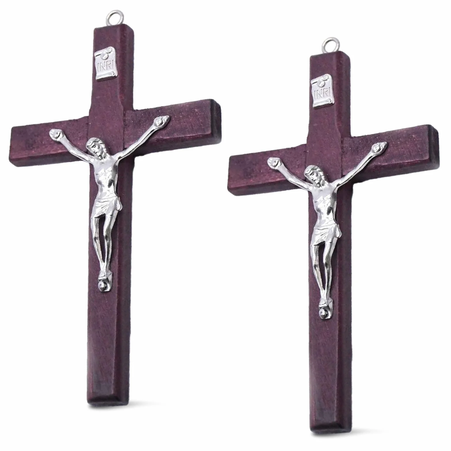 Drewniany Krzyż Ścienny Jezusa, Religijna Dekoracja Domu, 2 Sztuki