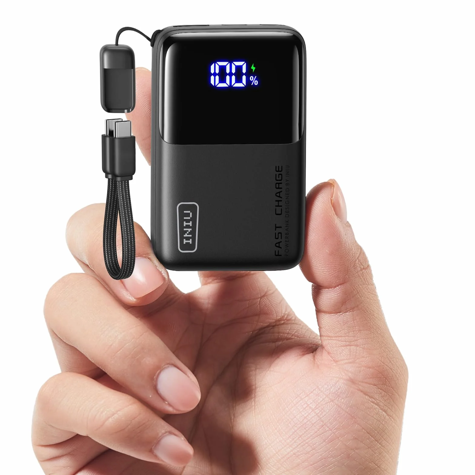 INIU Power Bank, 45W 10000mAh Mini Portable Charger, With Strong USB-C In&Out Cable, PD QC Fast Charging External Battery Pack for iPhone 16/15/14/13, Samsung, Google, MacBook, iPad etc