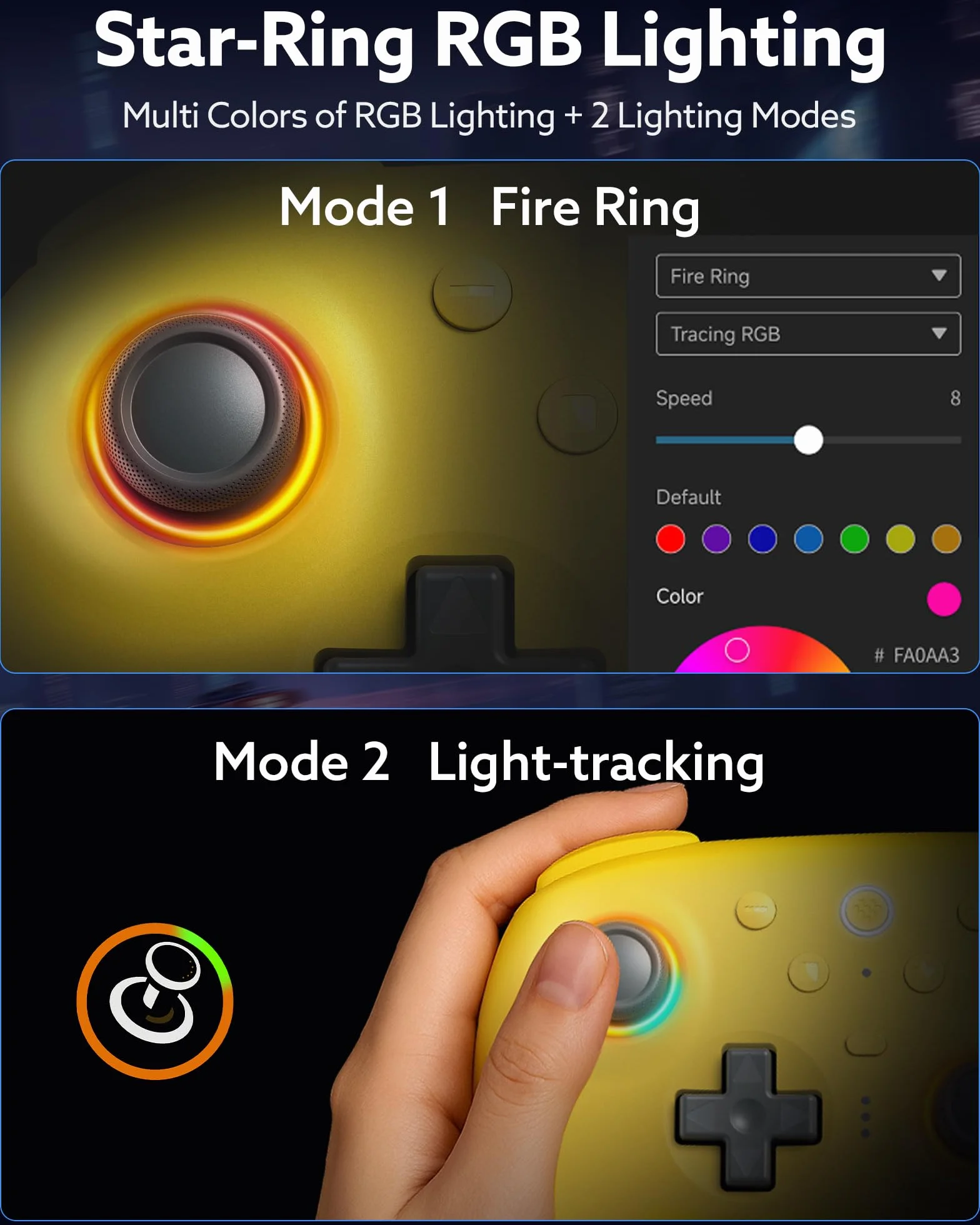 8Bitdo Ultimate 2 Kontroler Bluetooth Do Switch 2, Switch, Windows PC, Joystick TMR, Pierścień Świetlny RGB, Przełączane Wyzwalacze Dotykowe Efektem Halla, Programowalne Przyciski L4/R4, Żółty