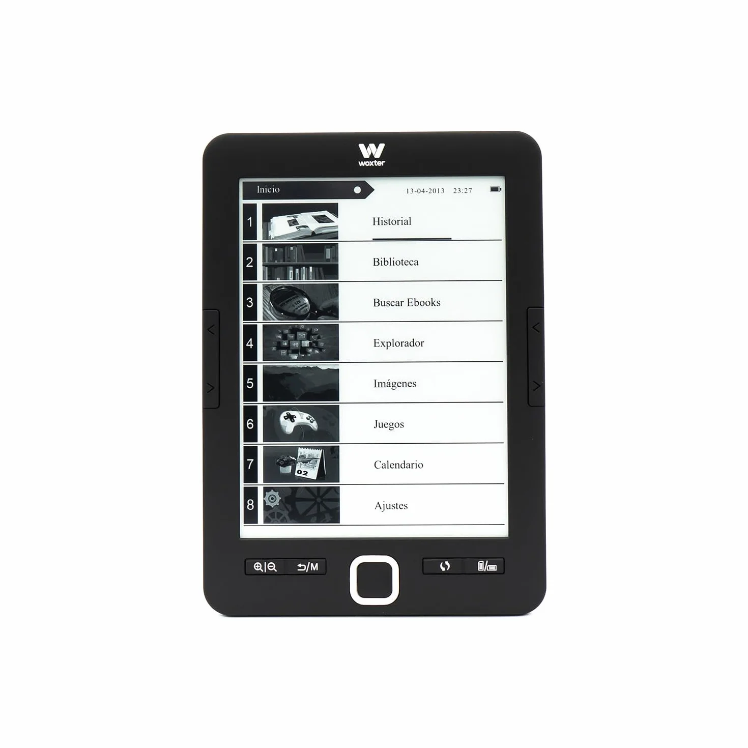 Woxter Scriba 195 Paperlight Black - eBook Reader 6 cali (1024 x 758, e-Ink Pearl, podświetlany wyświetlacz, EPUB, PDF, Micro SD, posiada ponad 4000 książek, tekstura naklejki) kolor czarny