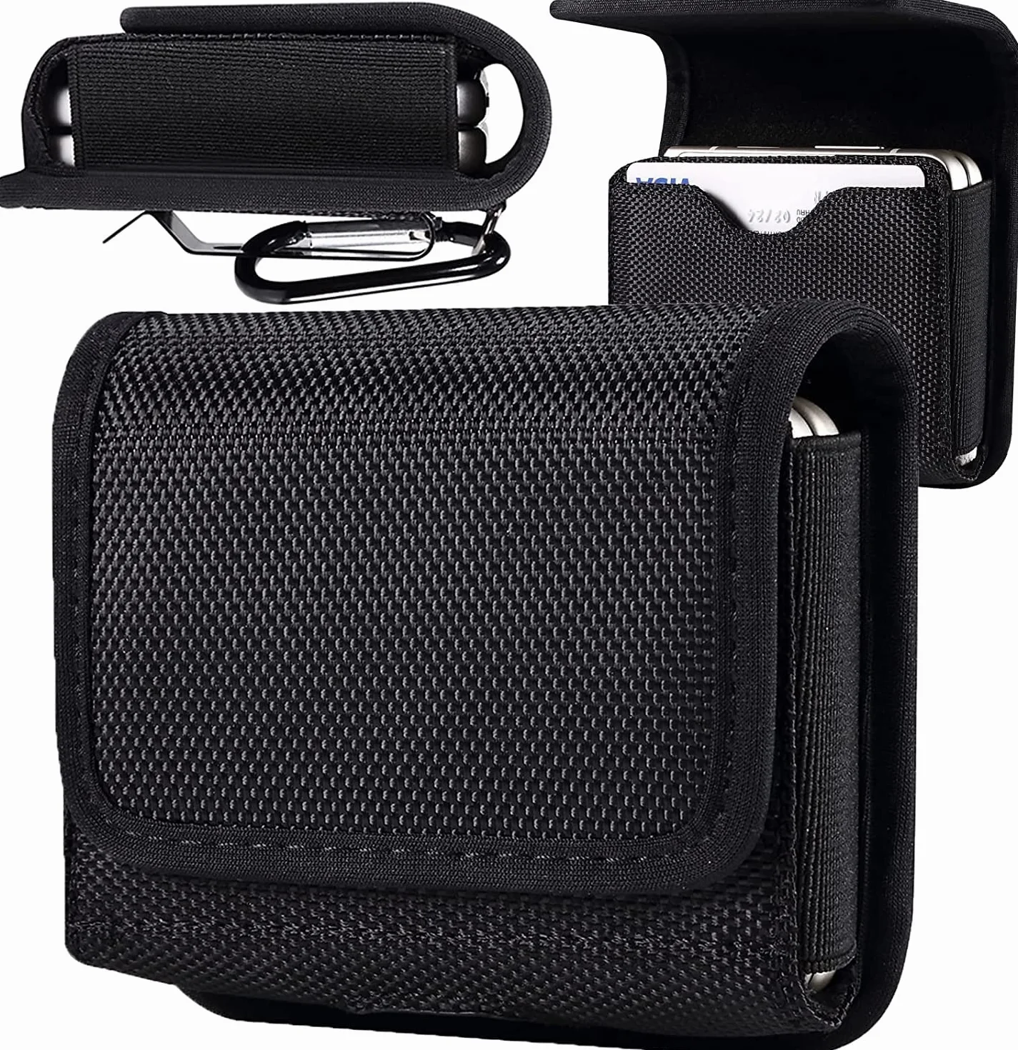 Miimall Etui na telefon Samsung Galaxy Z Flip 5, nylonowe etui na telefon z klipsem na pasek, odporne na zużycie, etui na talię do Galaxy Z Flip 4/Flip 3, Motorola Razr 40 Ultra, Huawei P50