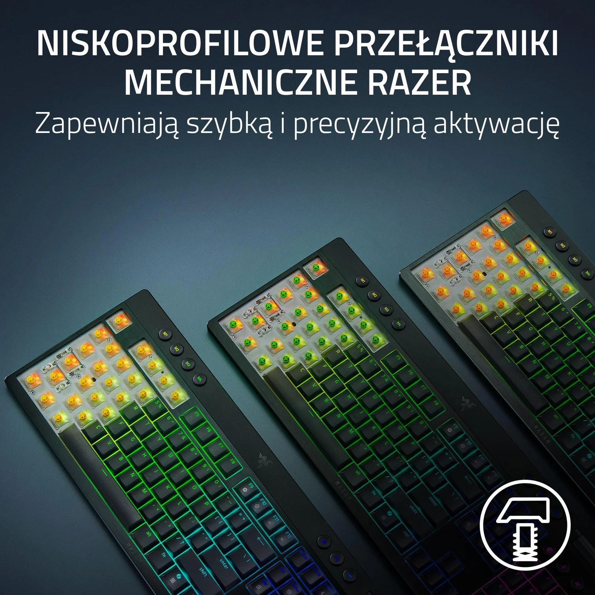 Razer BlackWidow V4 Tenkeyless HyperSpeed Low Profile bezprzewodowa klawiatura gamingowa z możliwością wymiany na gorąco pomarańczowe przełącznik Układ US