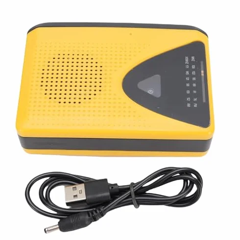 Sxhlseller Retro Cassette Player z AM FM Radio, Wbudowany Mikrofon i Głośnik, Magnetofon z Gniazdem Słuchawkowym, Zasilanie USB lub Bateria do Podróży do Domu Słuchania na Zewnątrz