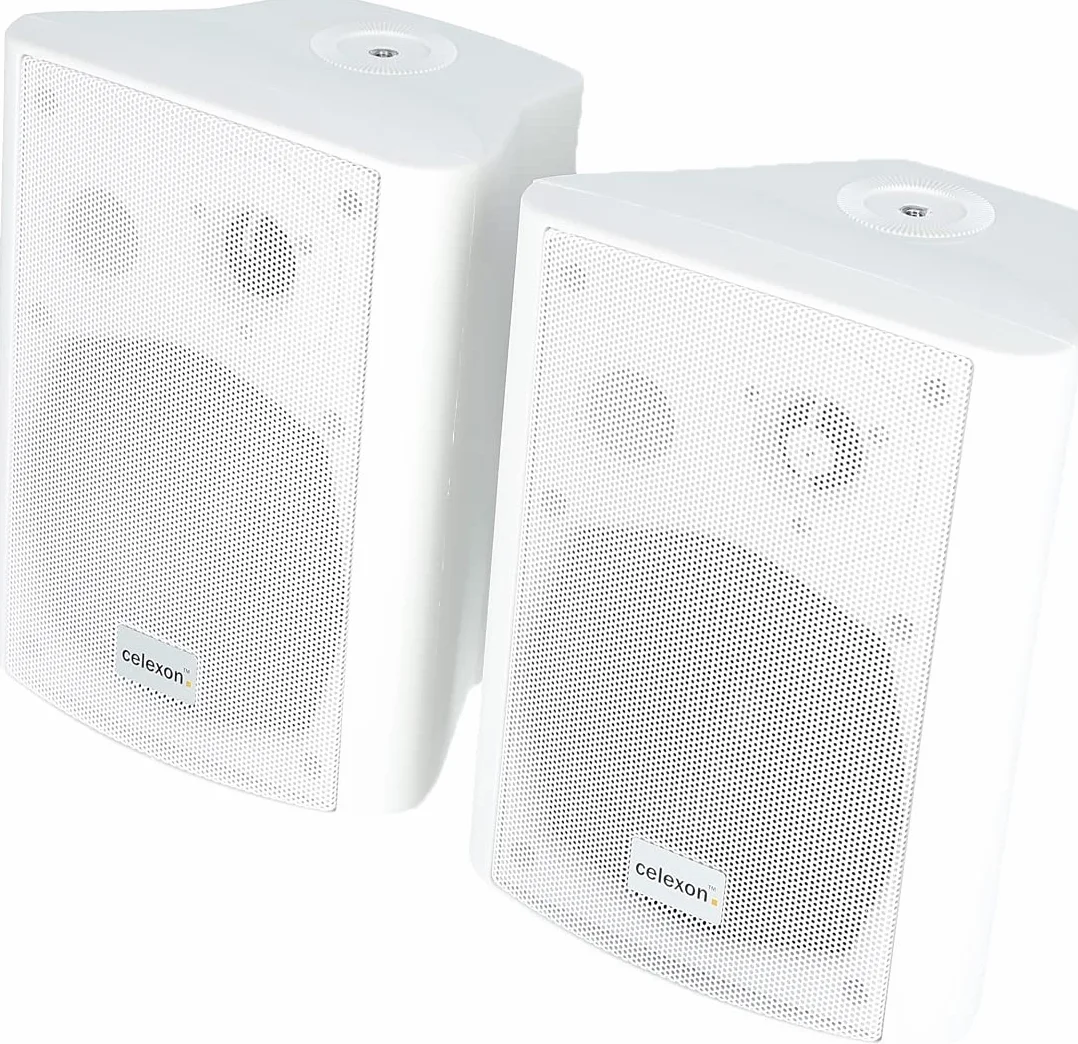 celexon Aktywny zestaw głośników biały - 2 x 30 W - wydajne głośniki audio - w zestawie uchwyt ścienny - głośniki do komputera, biura, sali konferencyjnej lub szkoły