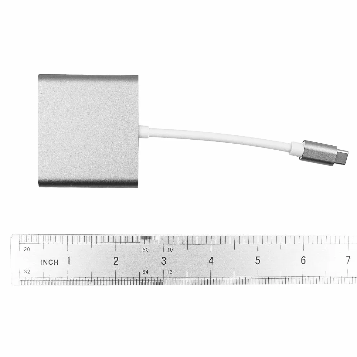 Alnicov USB Type C 3 W 1 Męski do HDMI VGA Typ C Żeński USB 3.1 Hub Adapter 4K dla Laptopu S8+ S9+ Projektor Monitor (Szary)