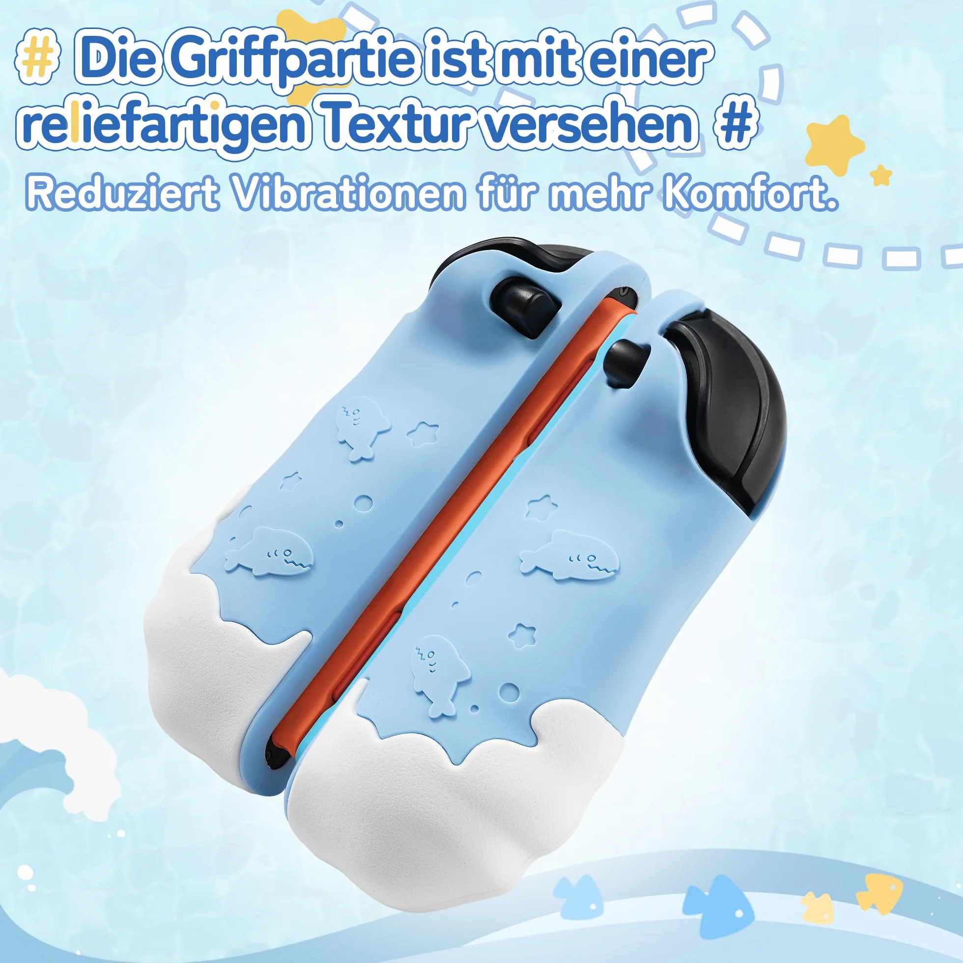 GeekShare Etui ochronne na kontrolery Switch 2 Joy Con, miękki silikonowy pokrowiec ochronny kompatybilny z kontrolerem ręcznym Switch 2 JC, impreza z rekinami