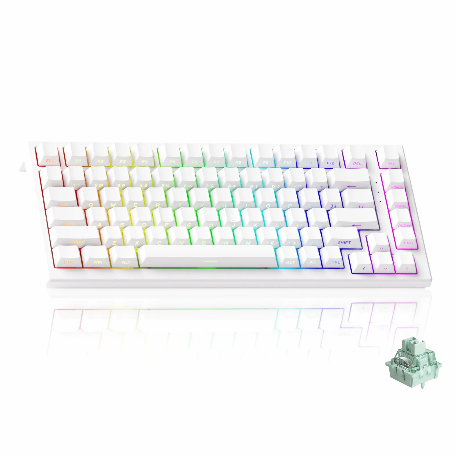 Akko TAC75 HE 8K Hz Klawiatura szybkiego wyzwalania, 75% przewodowa klawiatura z efektem Halla z przełącznikiem magnetycznym, regulowane uruchamianie, Snap Tap, ARGB (Shine Through White, przełącznik